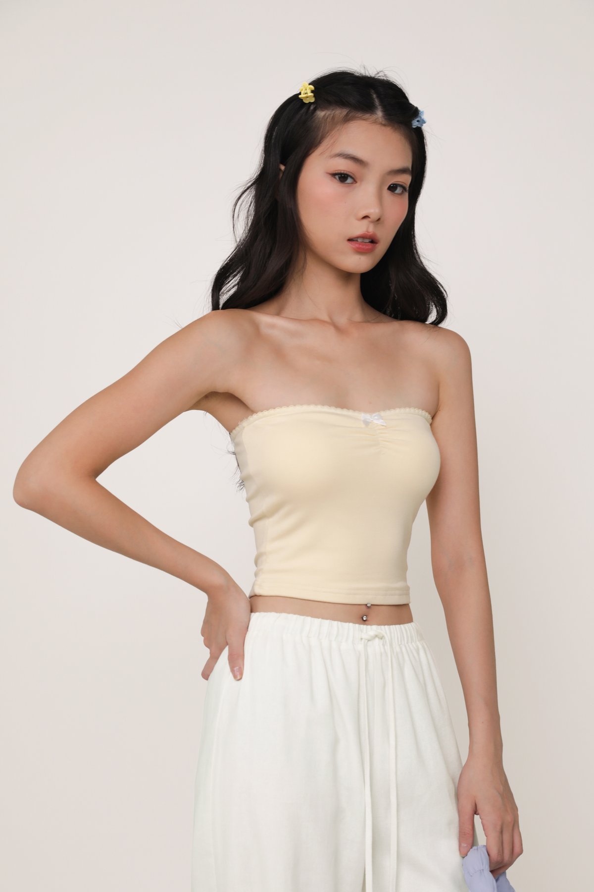 Gracia Ribbon Tube Padded Top (Butter)