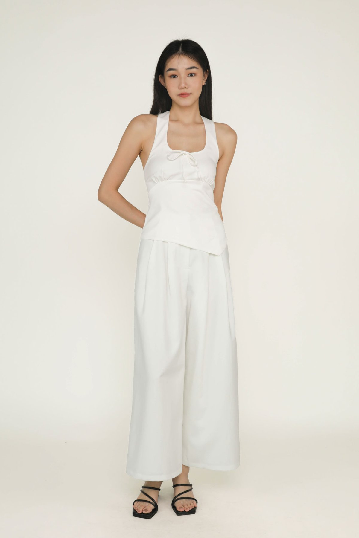 Kylene Asymmetrical Halter Top (White)