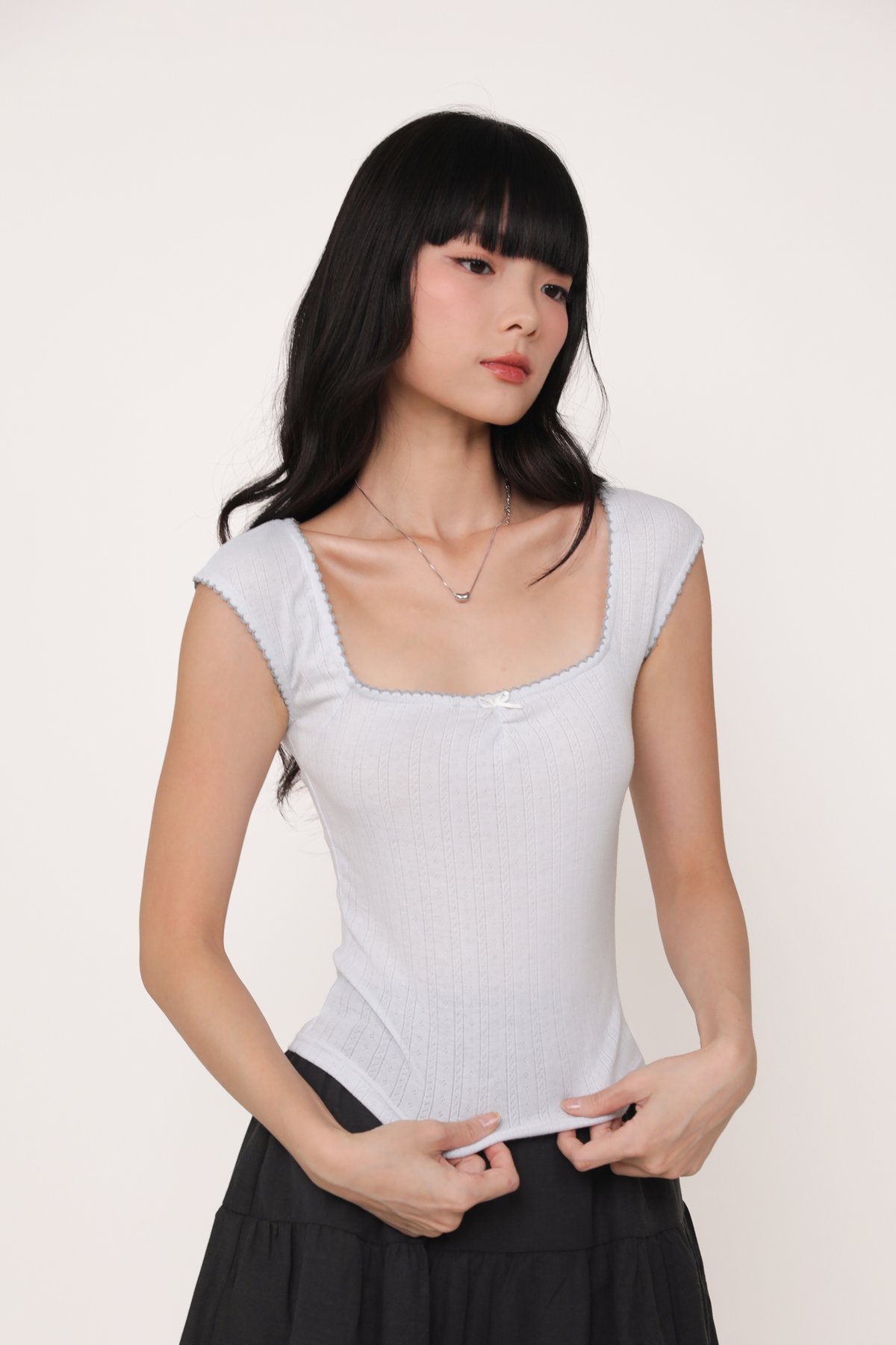 Nikolas Lounge Ribbon Basic Top (Baby Blue)