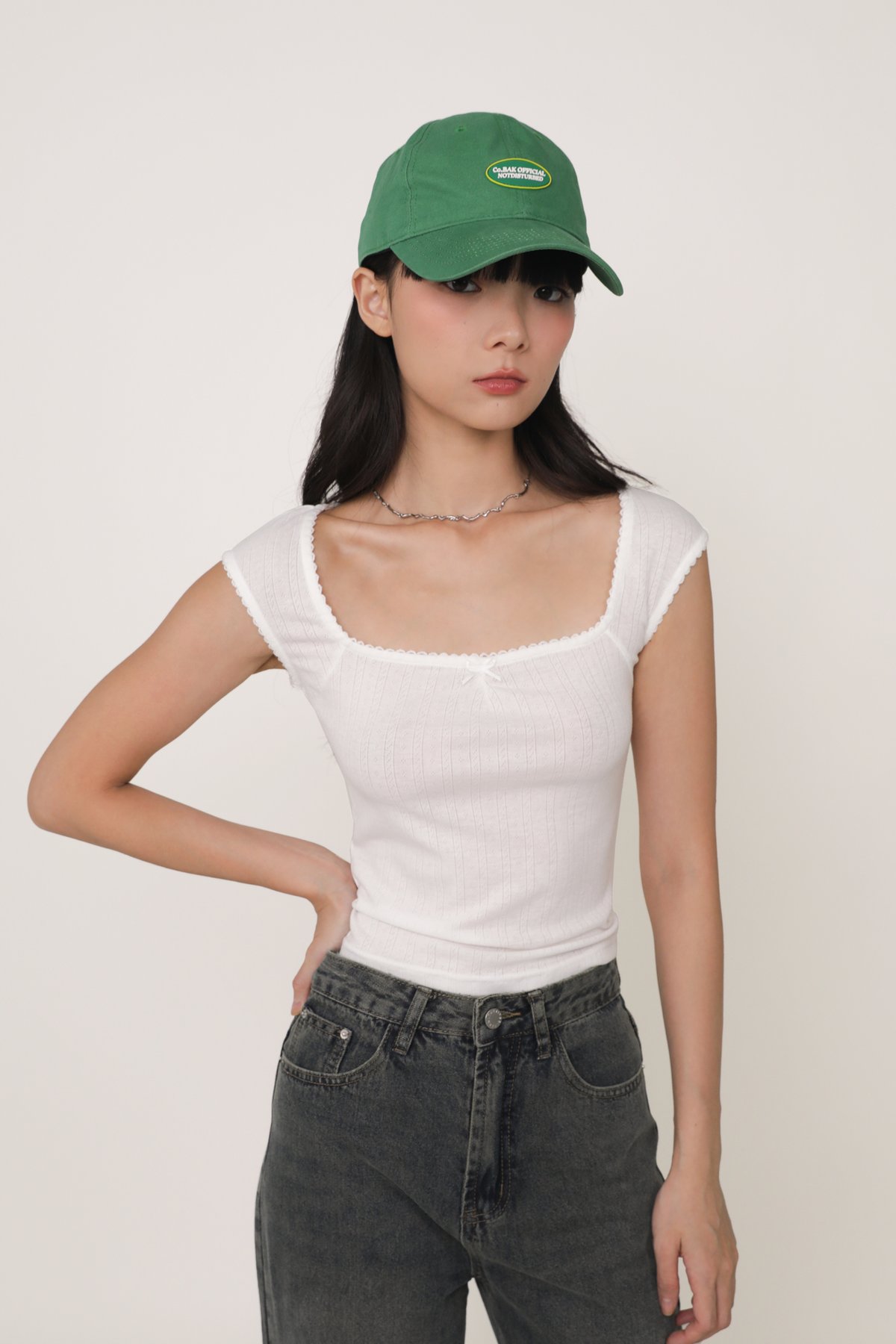 Nikolas Lounge Ribbon Basic Top (White)