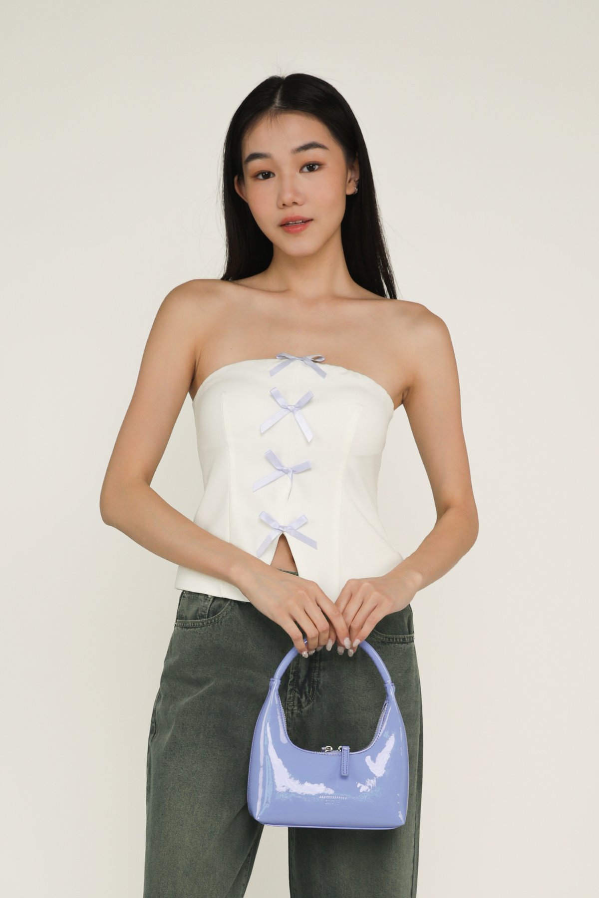 Olea Ribbon Tube Padded Top (White)