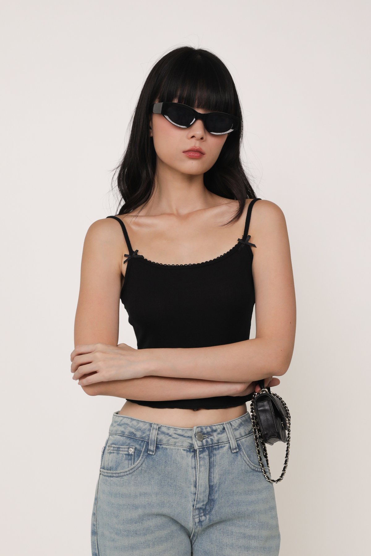 Riley Lounge Cotton Spag Top (Black)