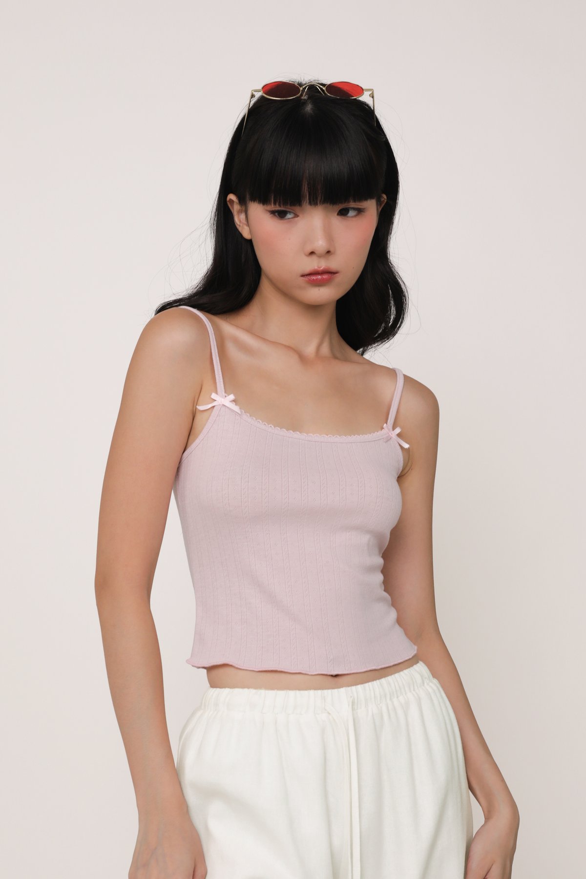 Riley Lounge Cotton Spag Top (Powder Pink)