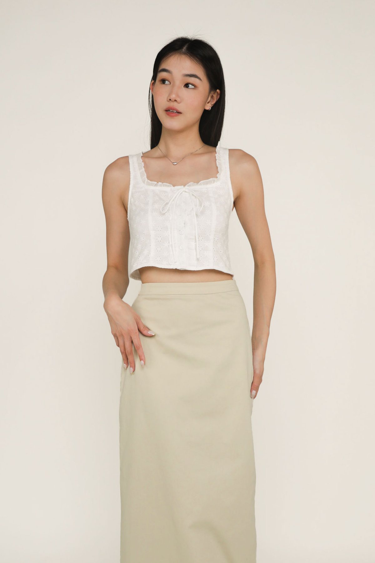 Yvelyn Maxi Skirt (Beige)