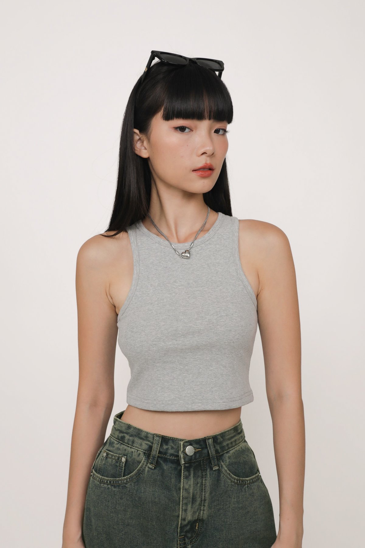 Bravo Racercut Crop Padded Top (Heather Grey)