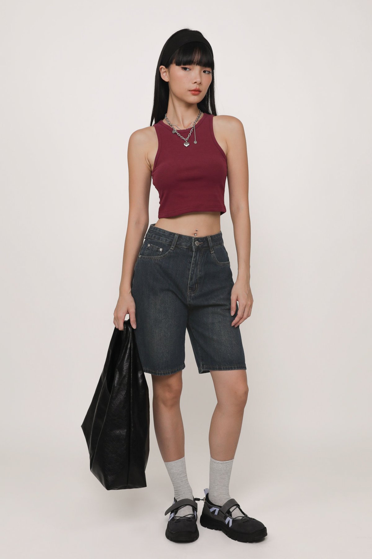 Bravo Racercut Crop Padded Top (Wine Red)