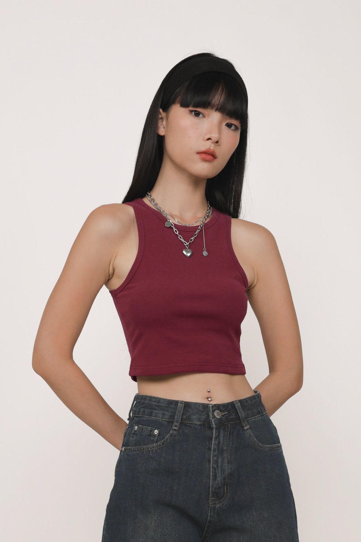 Bravo Racercut Crop Padded Top (Wine Red)