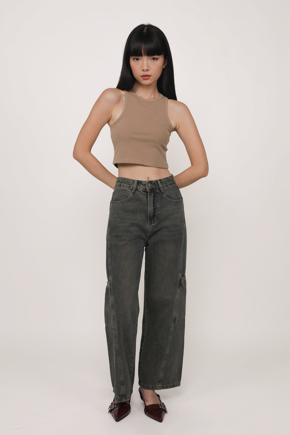 Bravo Racercut Crop Padded Top (Mocha)