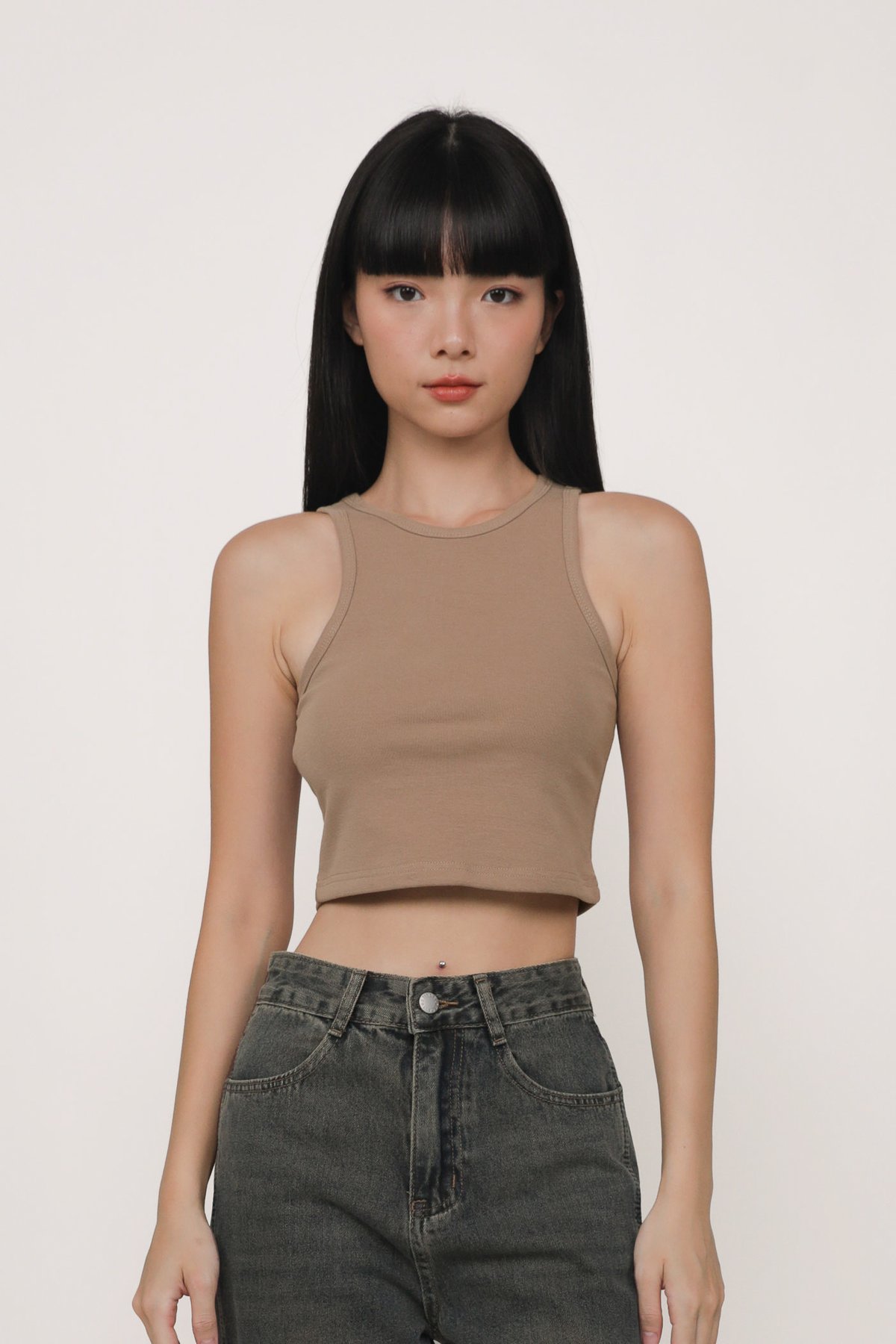 Bravo Racercut Crop Padded Top (Mocha)