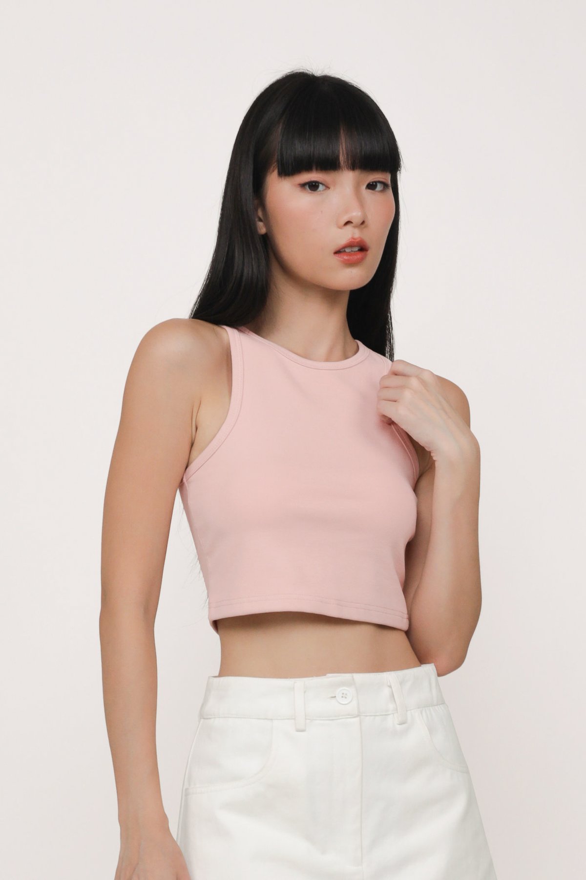 Bravo Racercut Crop Padded Top (Blush Pink)