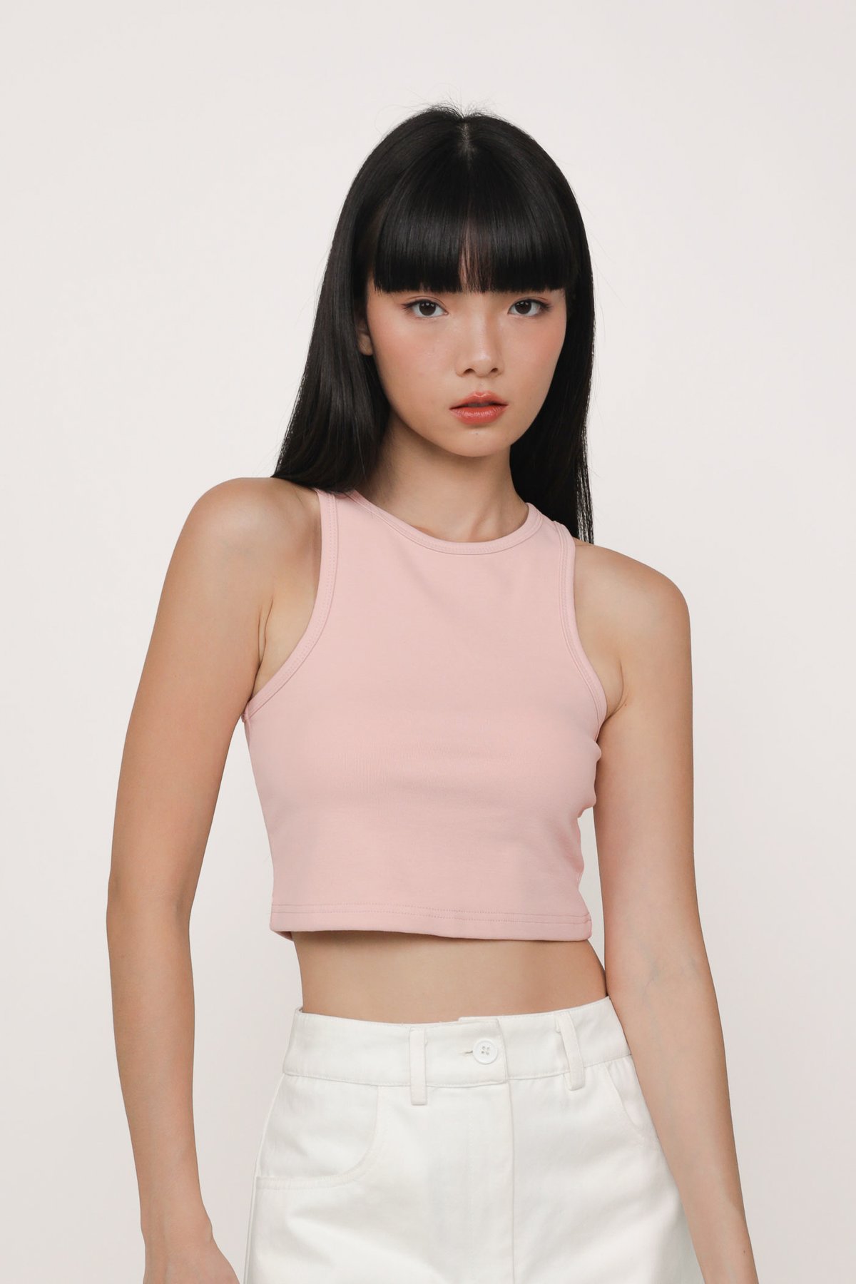 Bravo Racercut Crop Padded Top (Blush Pink)