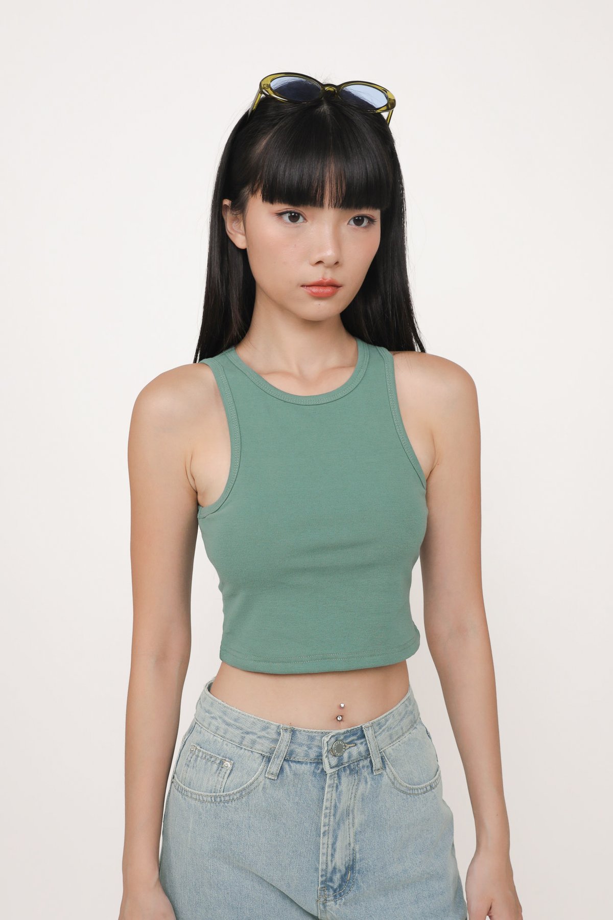 Bravo Racercut Crop Padded Top (Teal)