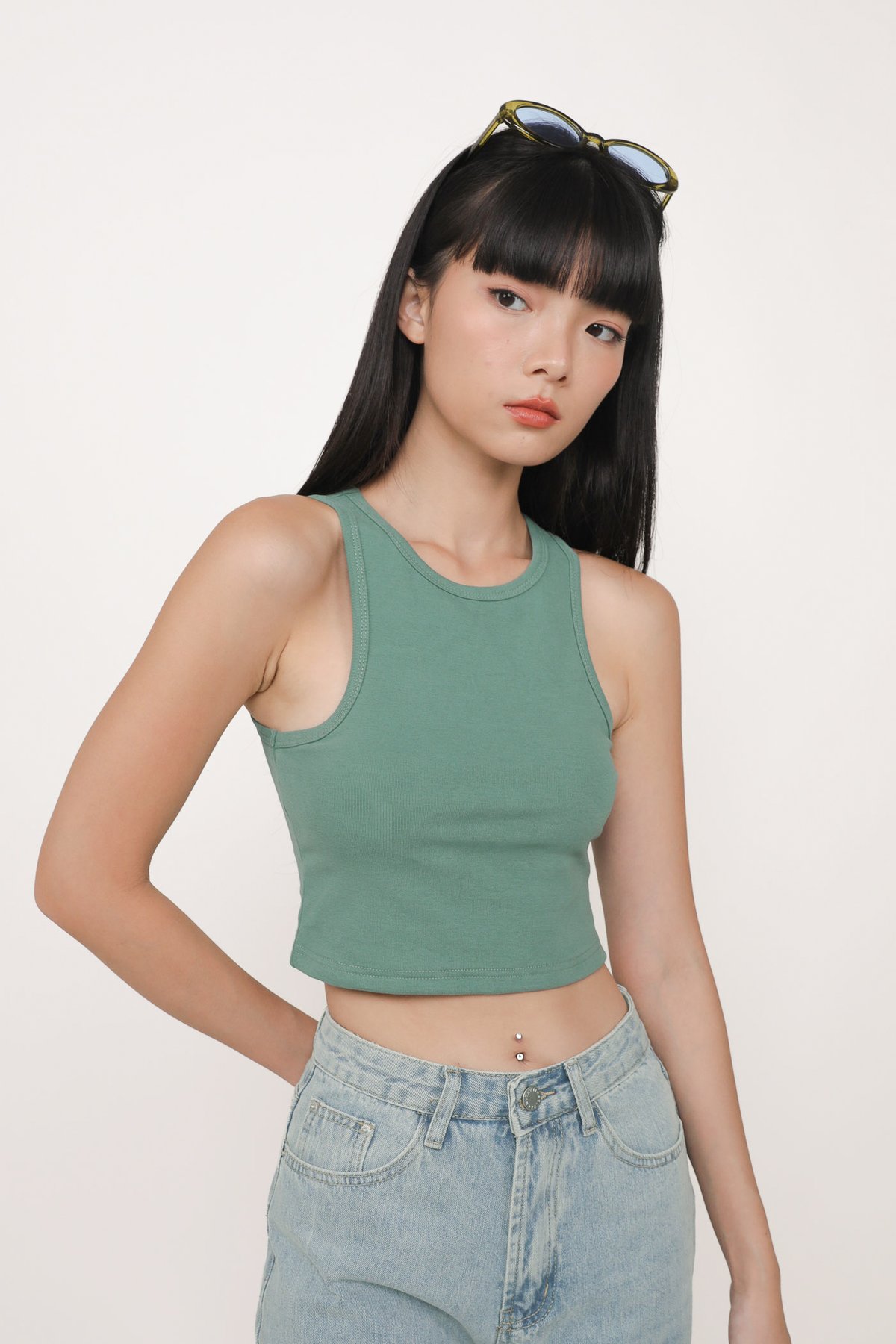 Bravo Racercut Crop Padded Top (Teal)