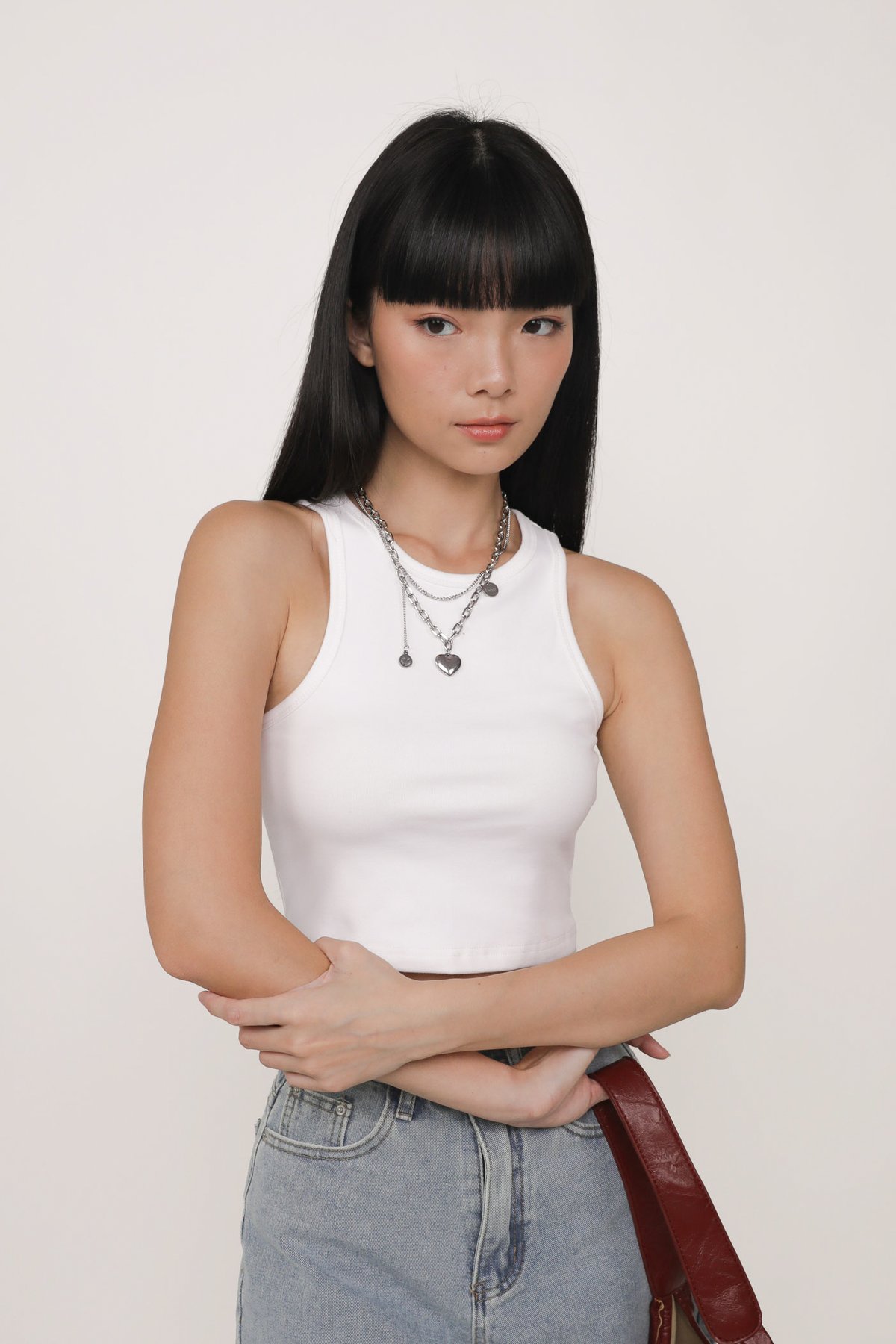 Bravo Racercut Crop Padded Top (White)