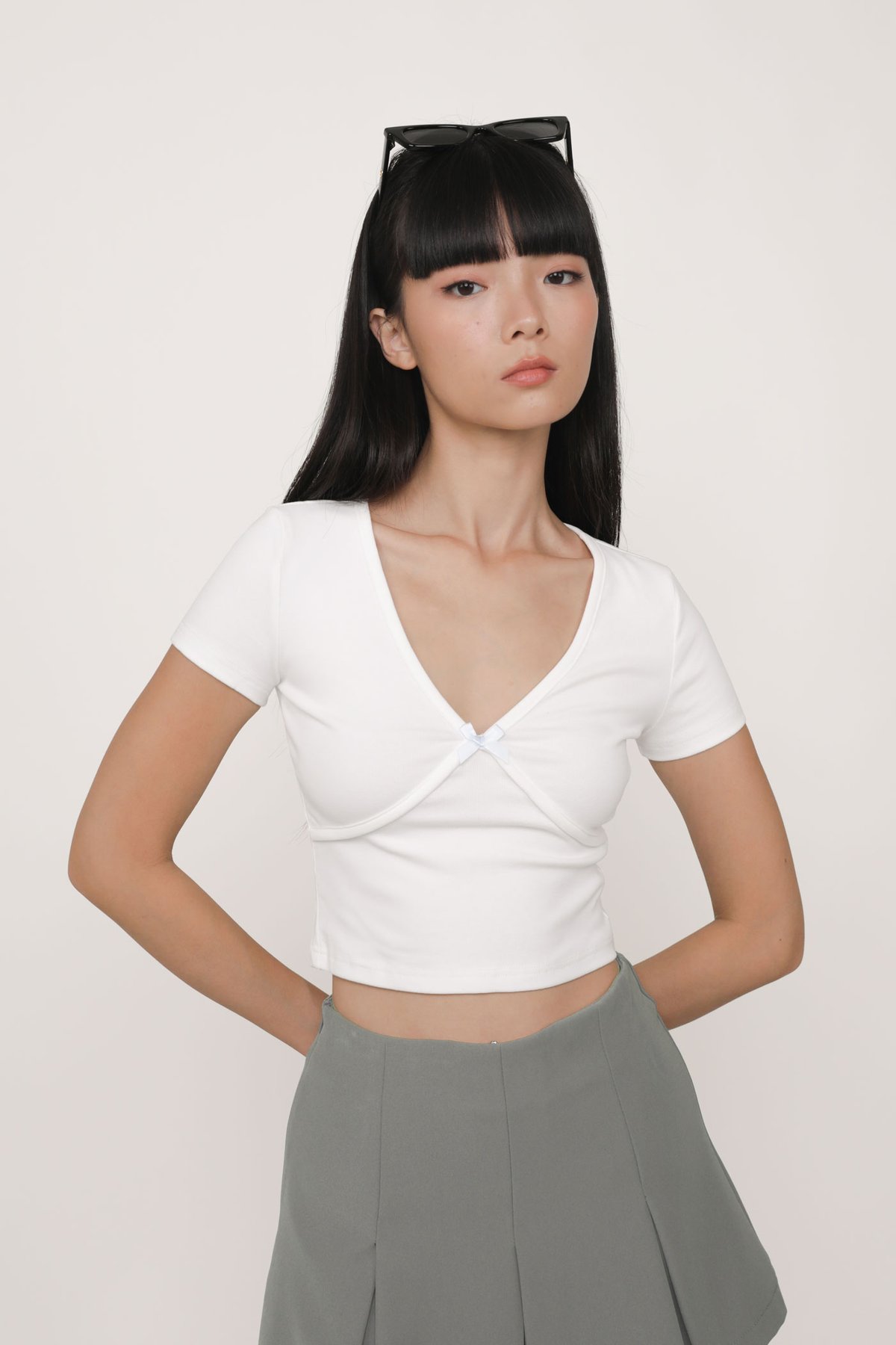 Gwyneth Ribbon Top (White)