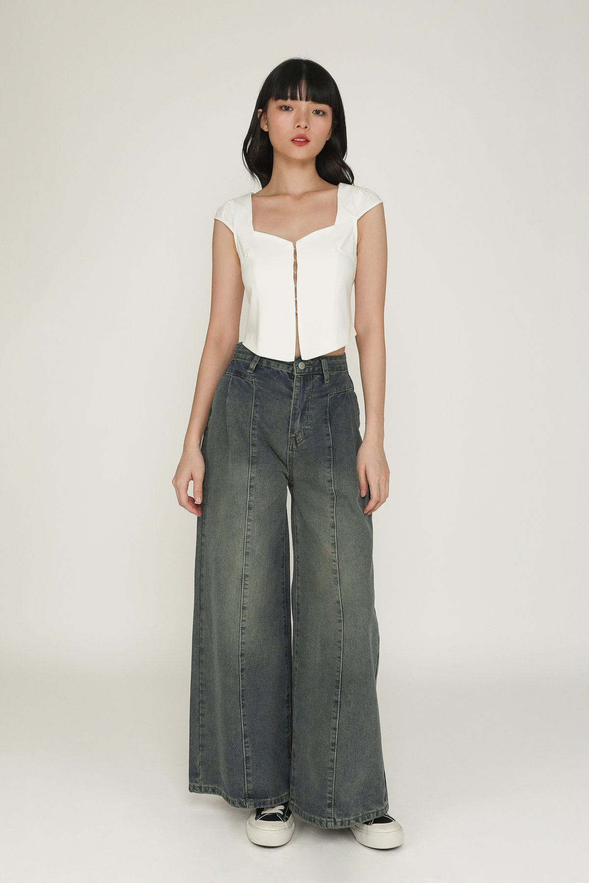 Petite Bryton Wide Leg Denim Jeans (Vintage Wash)