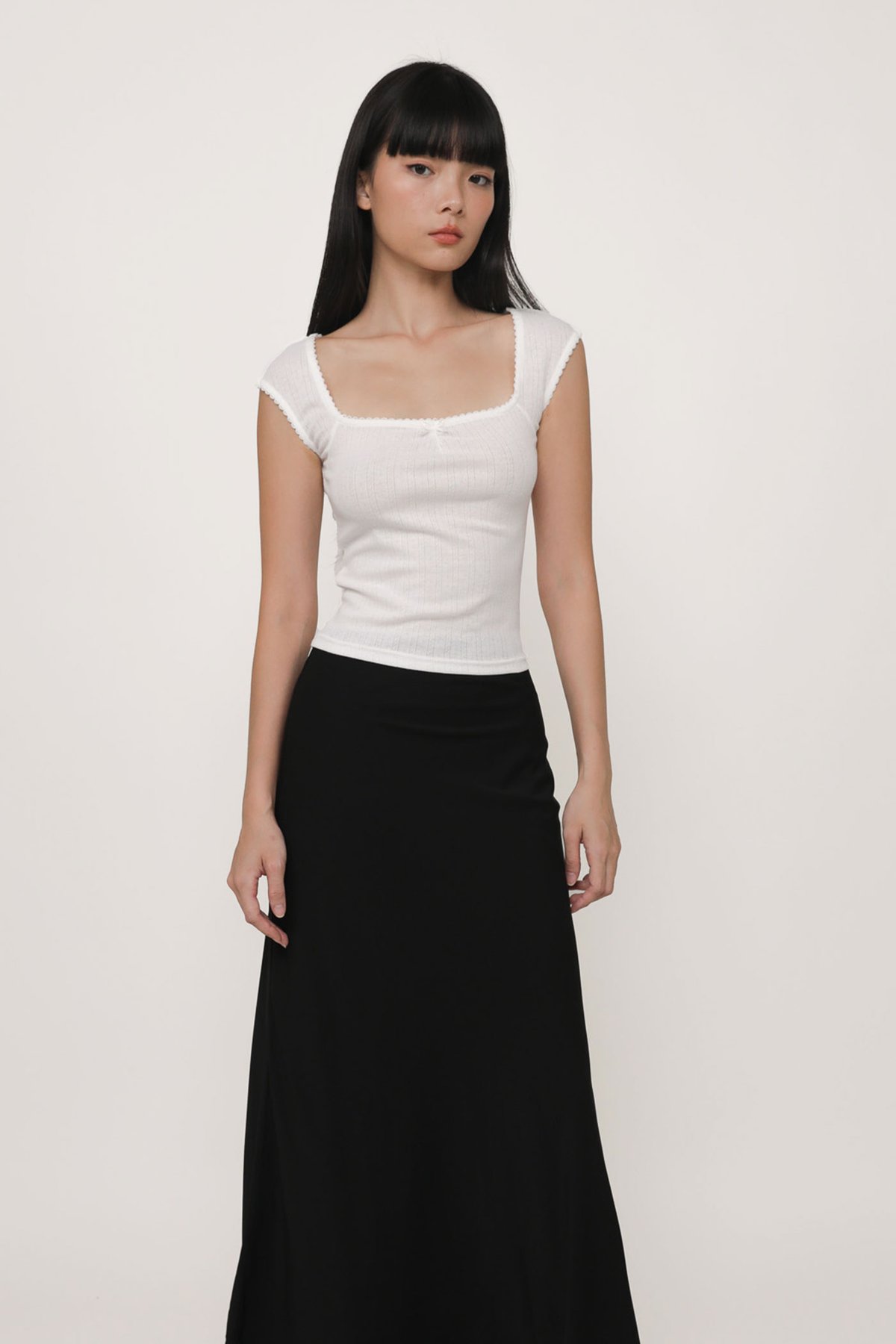 Carey Bias Cut Maxi Skirt (Black)