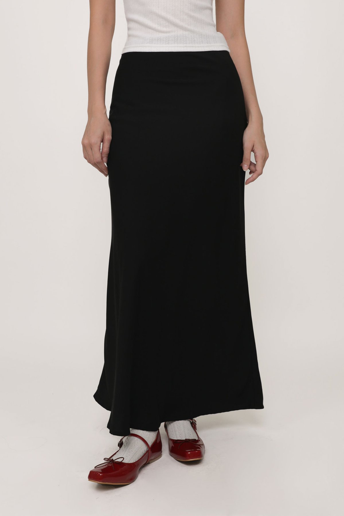 Carey Bias Cut Maxi Skirt (Black)