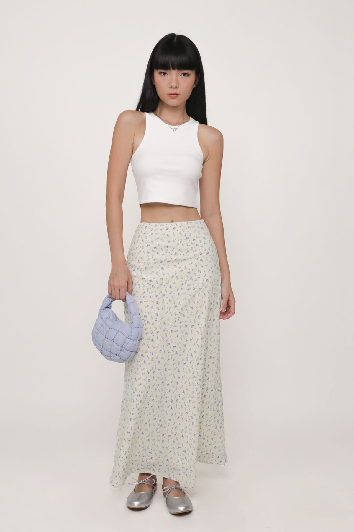 Carey Bias Cut Maxi Skirt (Cream Harvest)