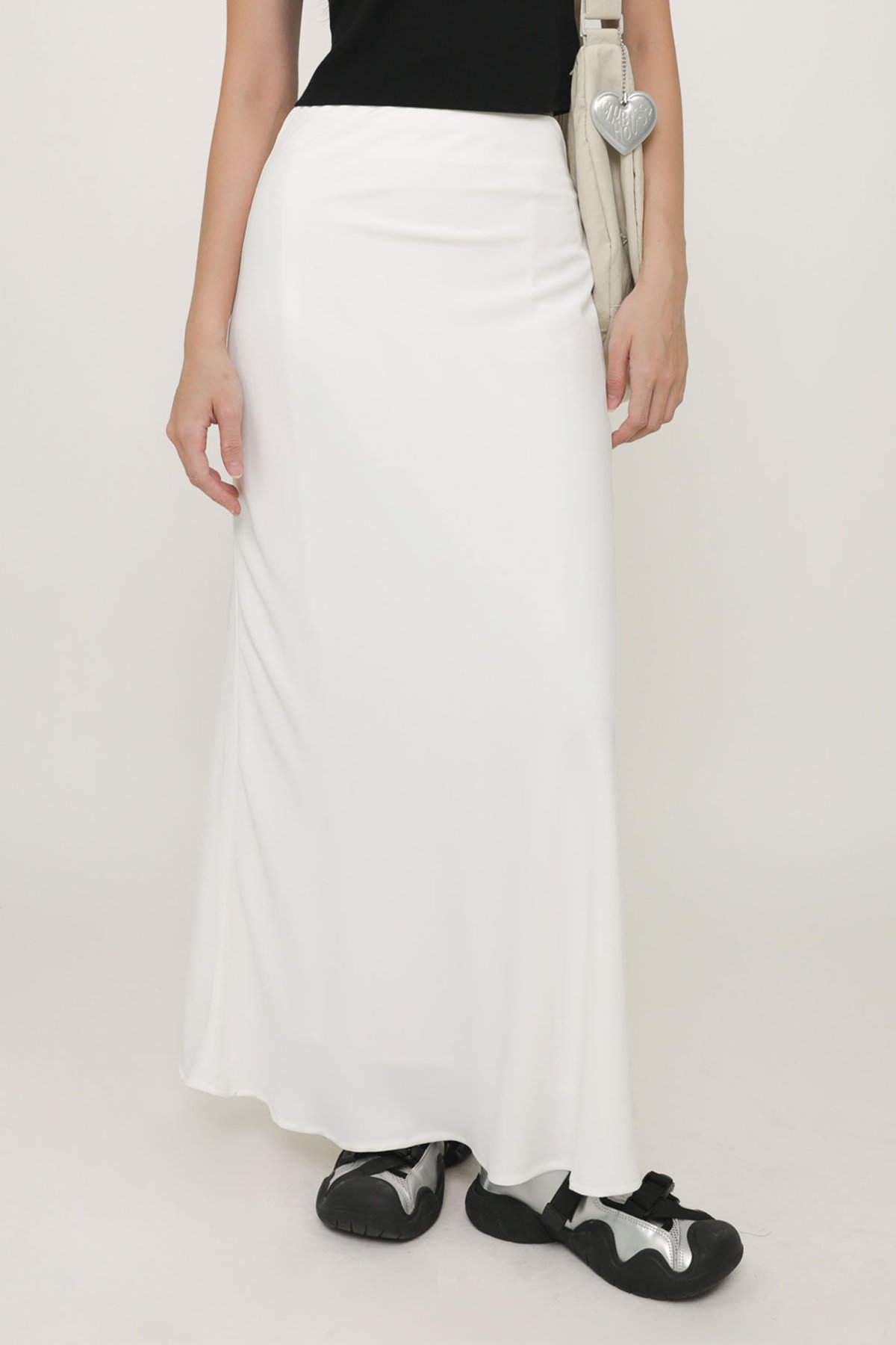 Carey Bias Cut Maxi Skirt (White)