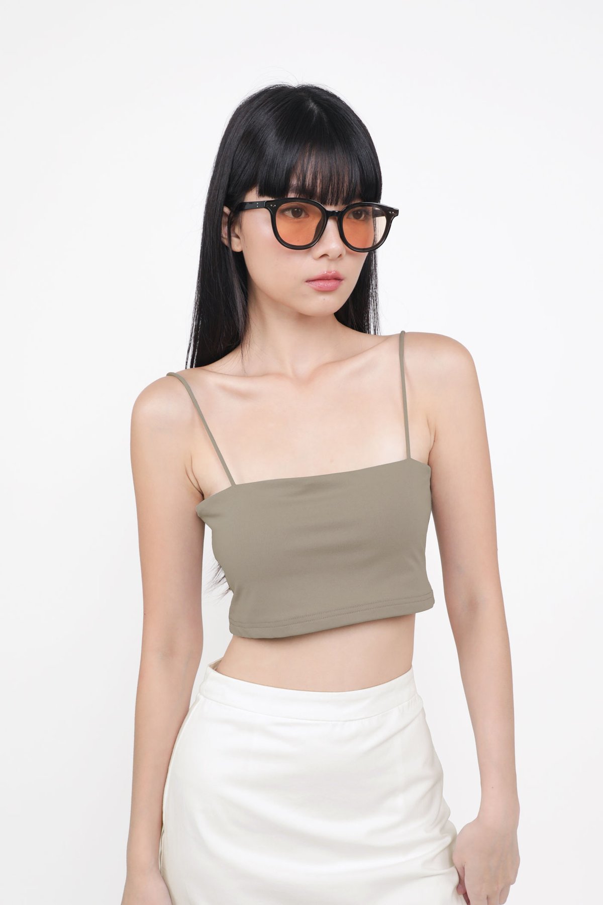 Jalen Basic Crop Padded Top (Cool Grey)