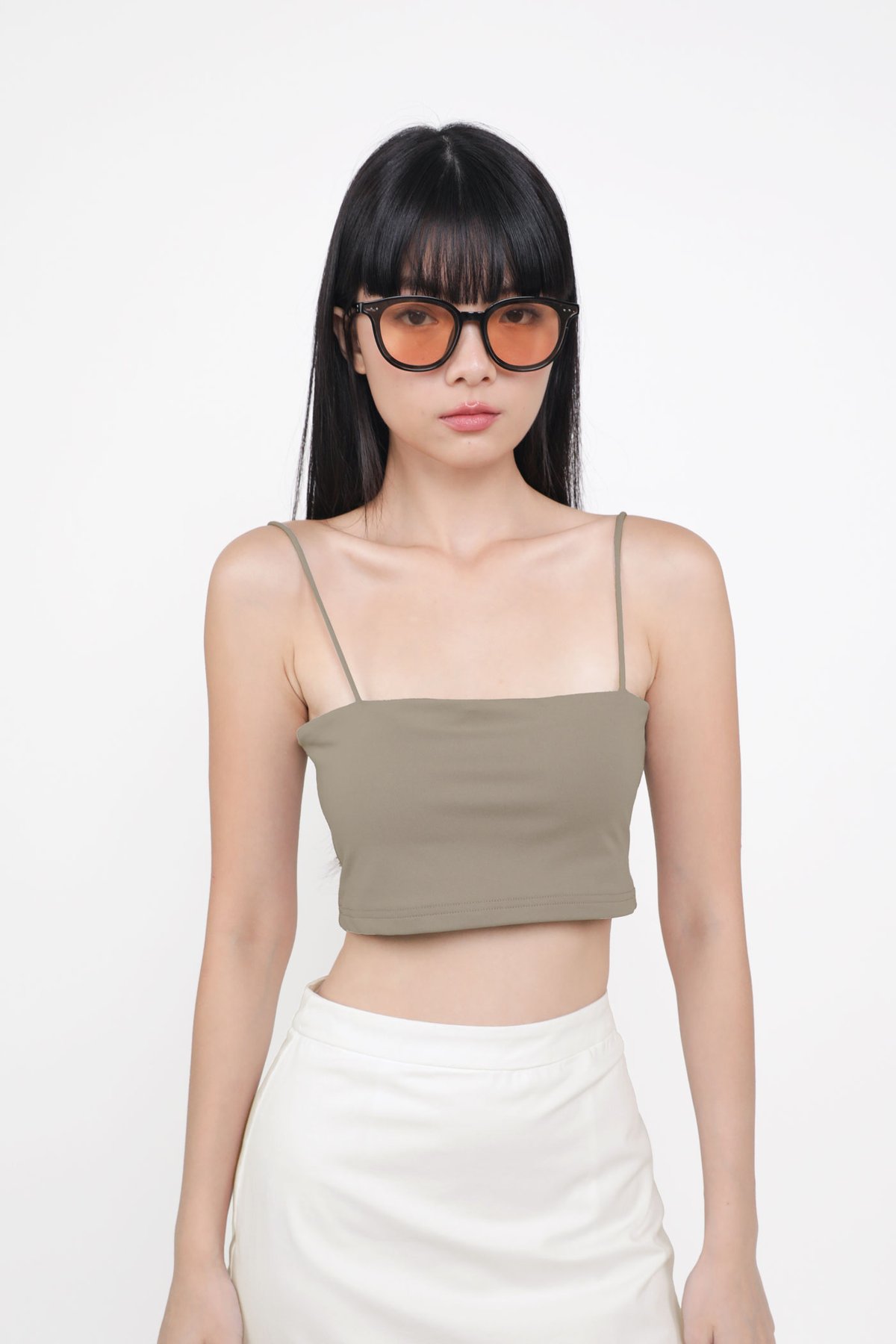 Jalen Basic Crop Padded Top (Cool Grey)