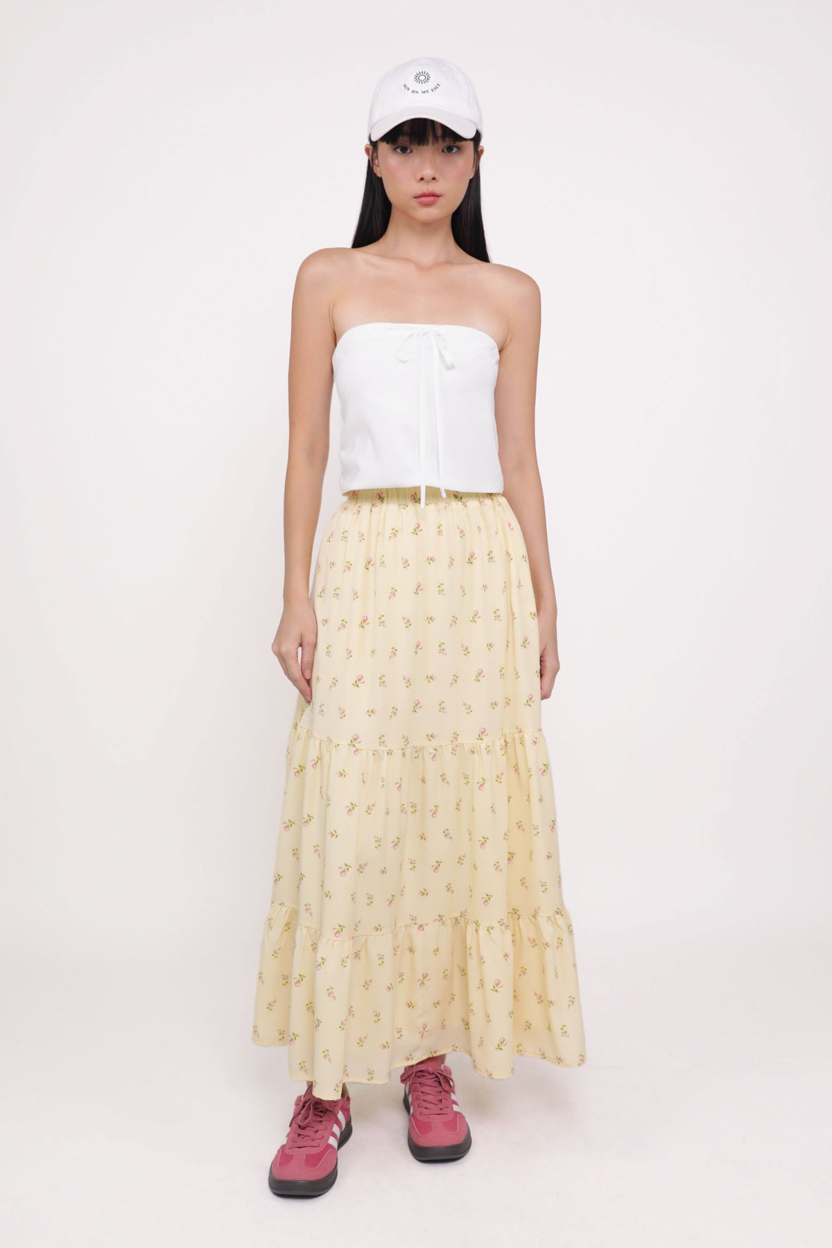 Regular Jardin Tiered Skirt (Yellow Roses)
