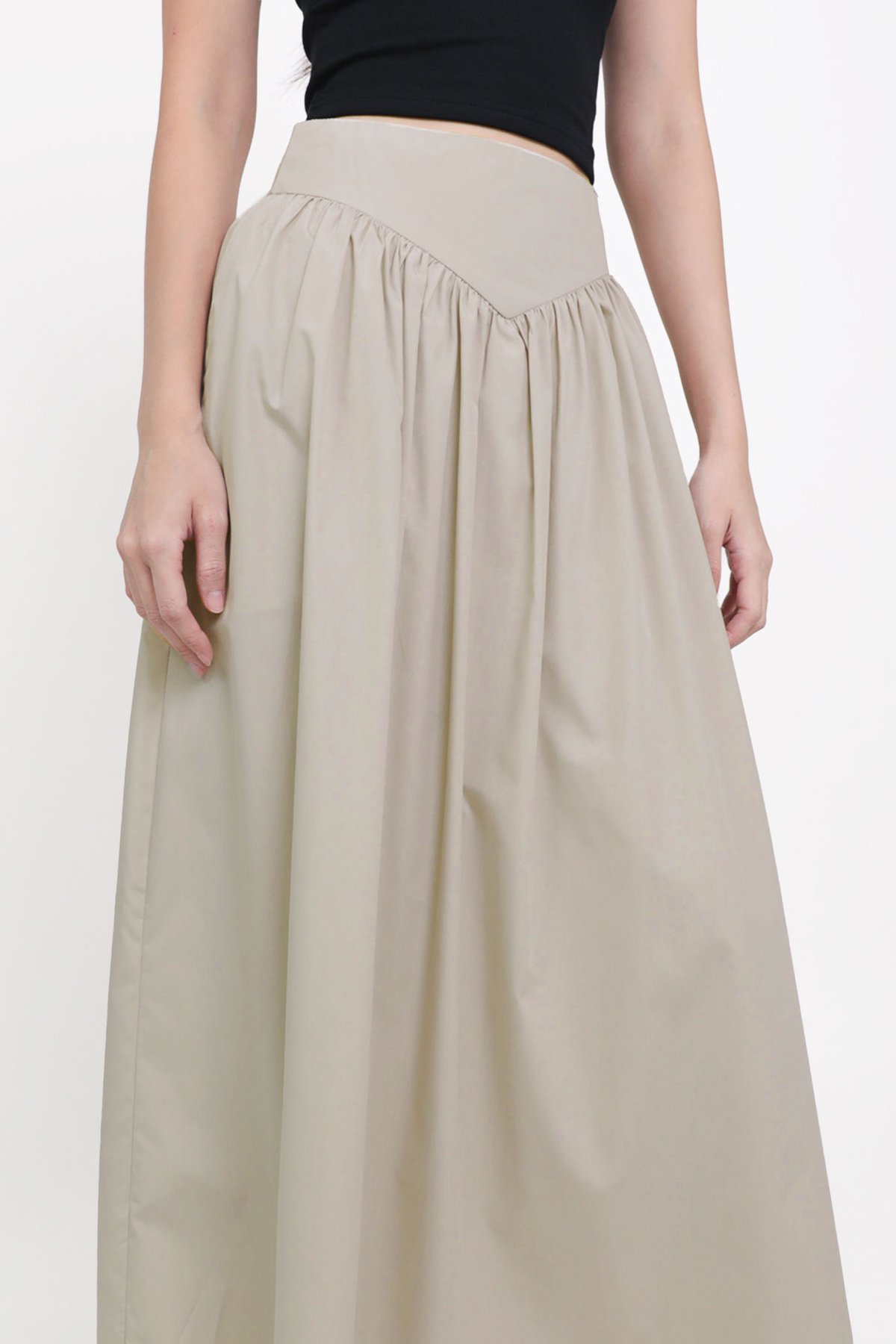 Jayna Corset Maxi Skirt (Light Taupe)
