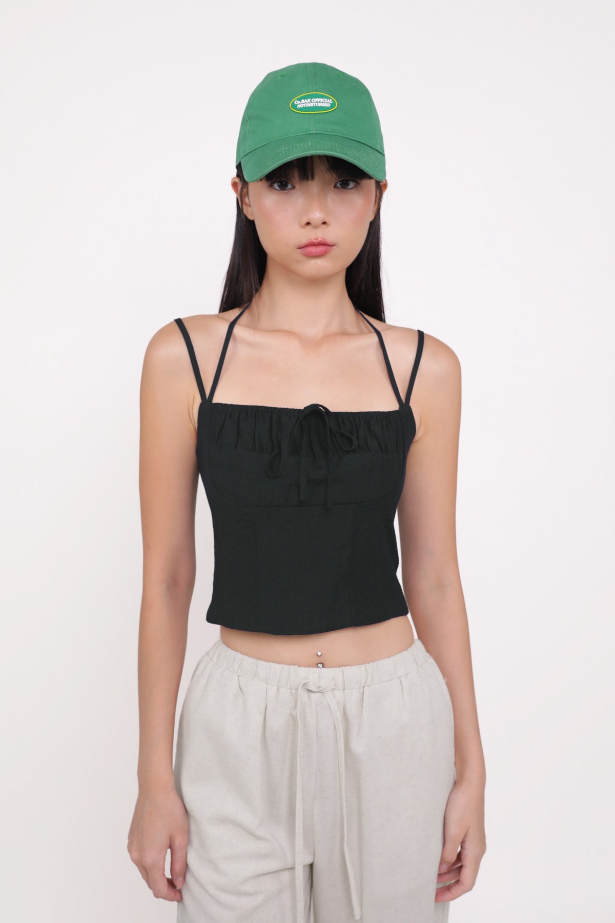 Julieta Tie Front Bustier Top (Black)