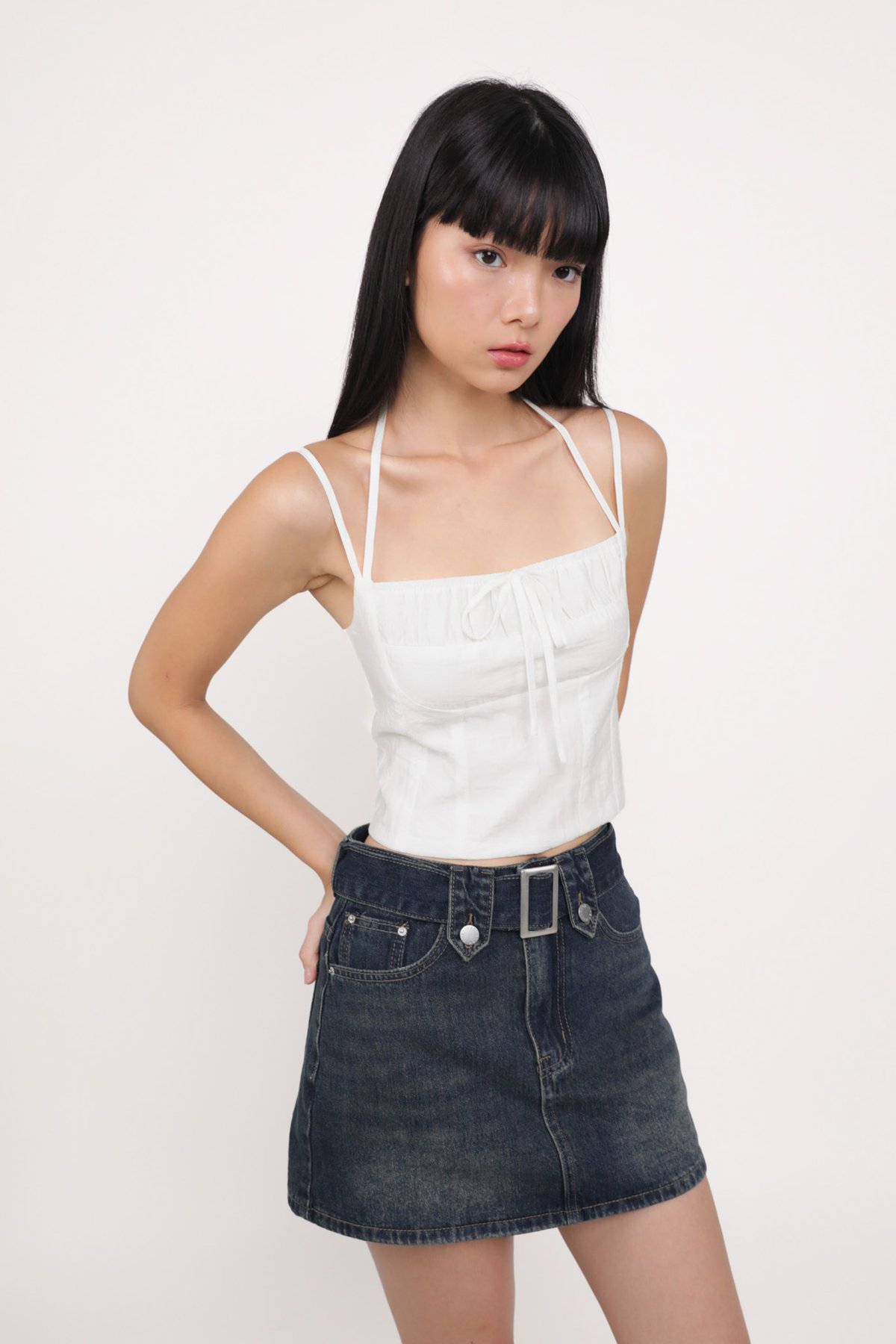 Julieta Tie Front Bustier Top (White)