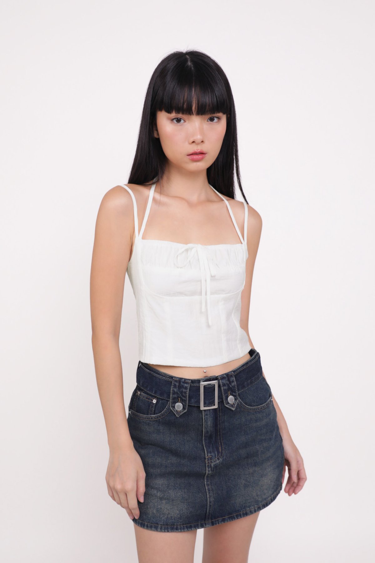 Julieta Tie Front Bustier Top (White)