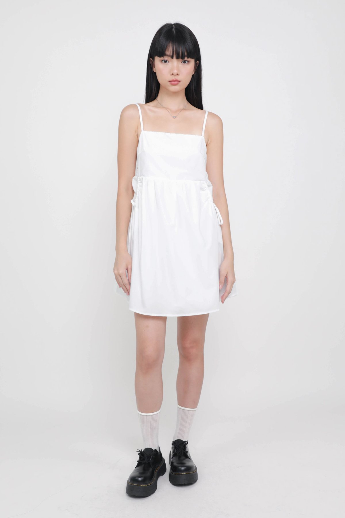 Kalista Pocket Babydoll Dress (White)