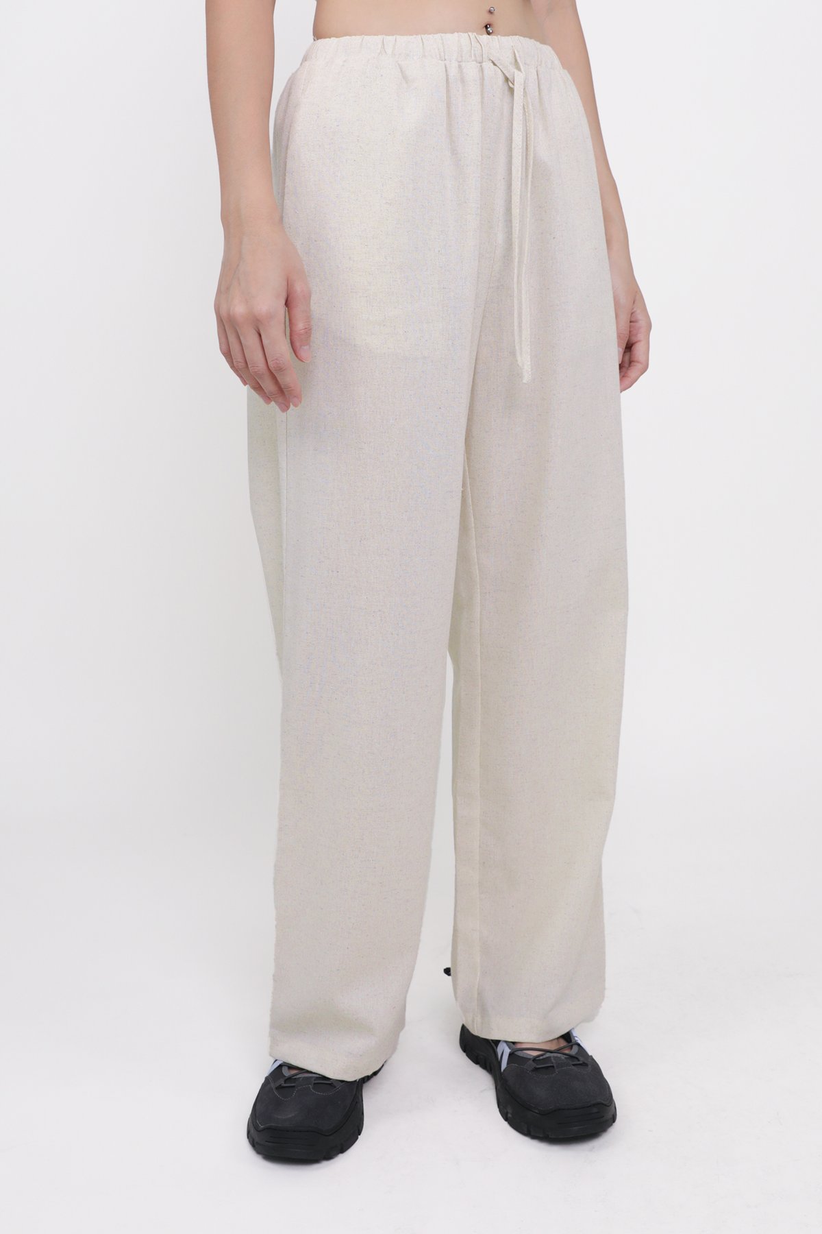 Regular Kierra Drawstring Linen Pants (Flax)