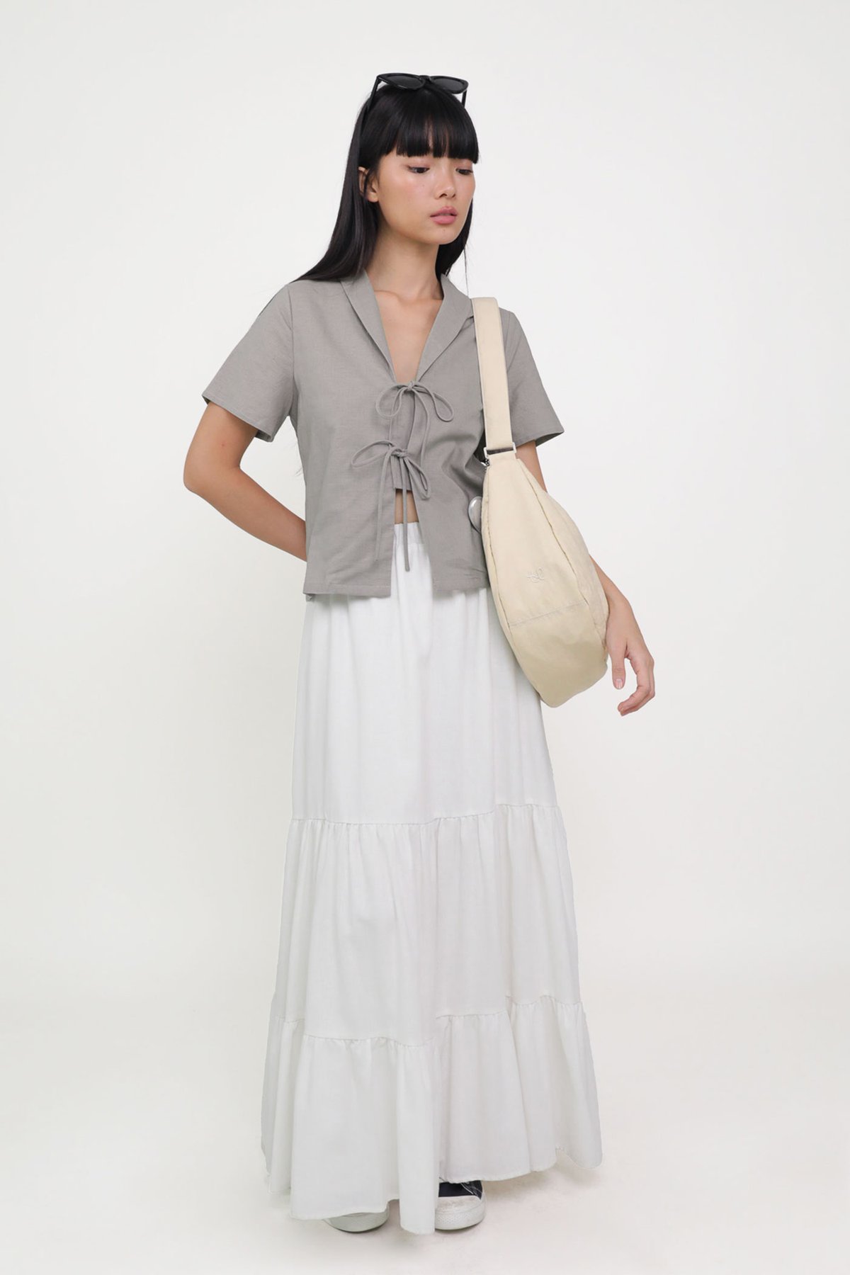 Miley Tie Front Linen Shirt (Muted Taupe)