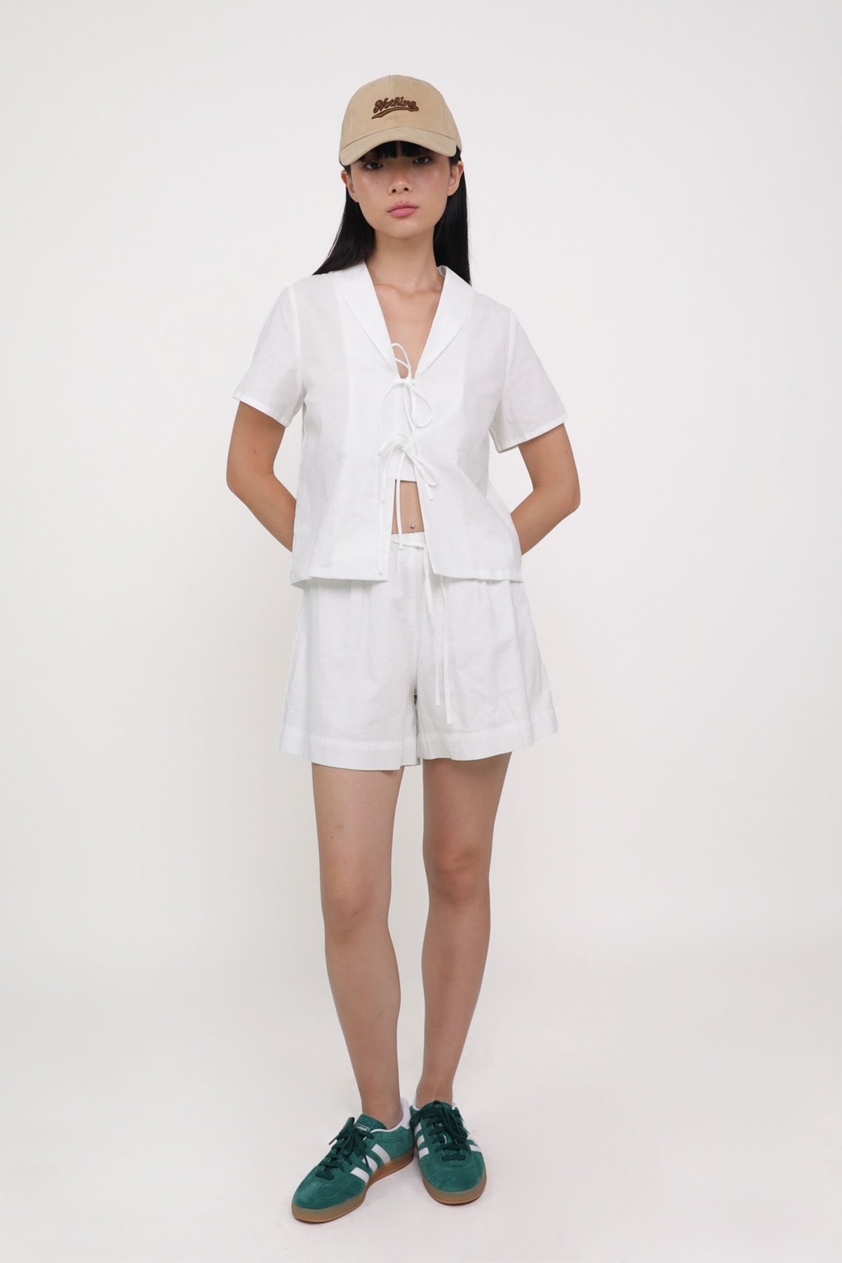 Miley Tie Front Linen Shirt (White)