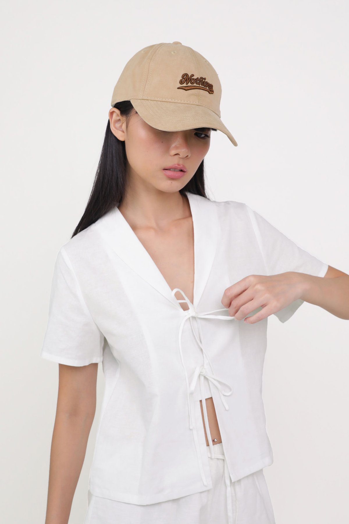 Miley Tie Front Linen Shirt (White)