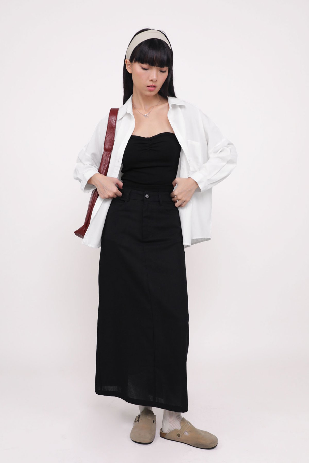 Tacci Tailored Linen Skirt (Black)