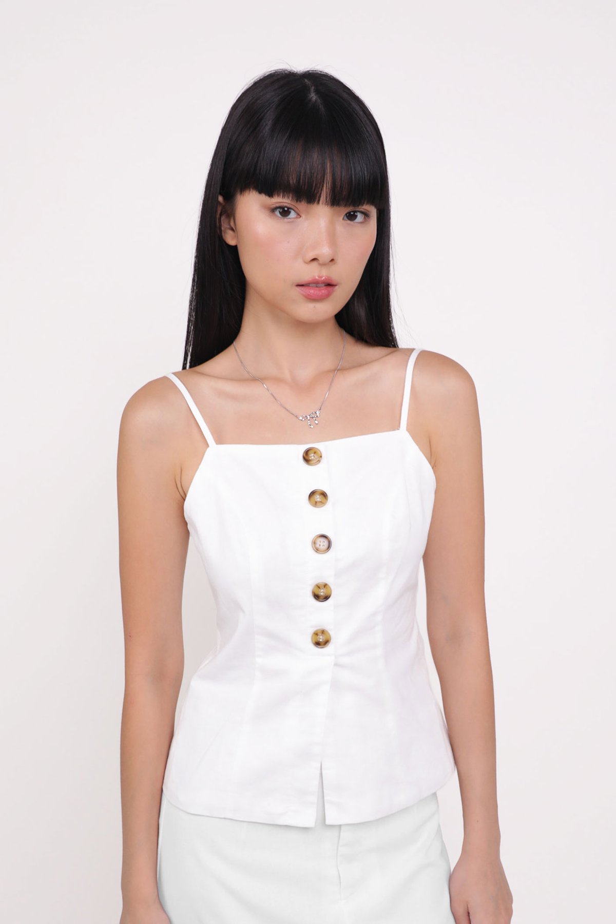 Lolla Button Down Linen Top (White)