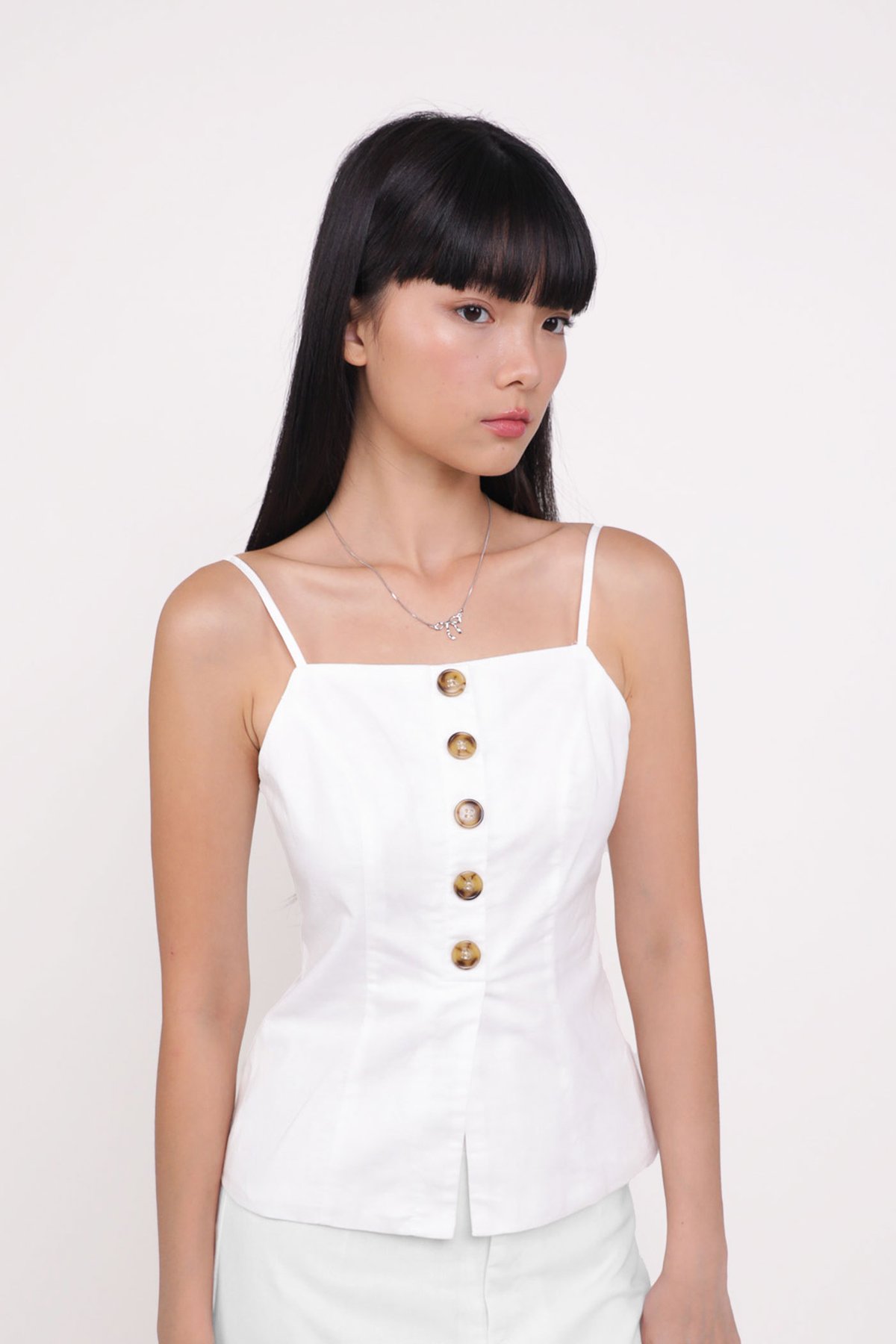 Lolla Button Down Linen Top (White)