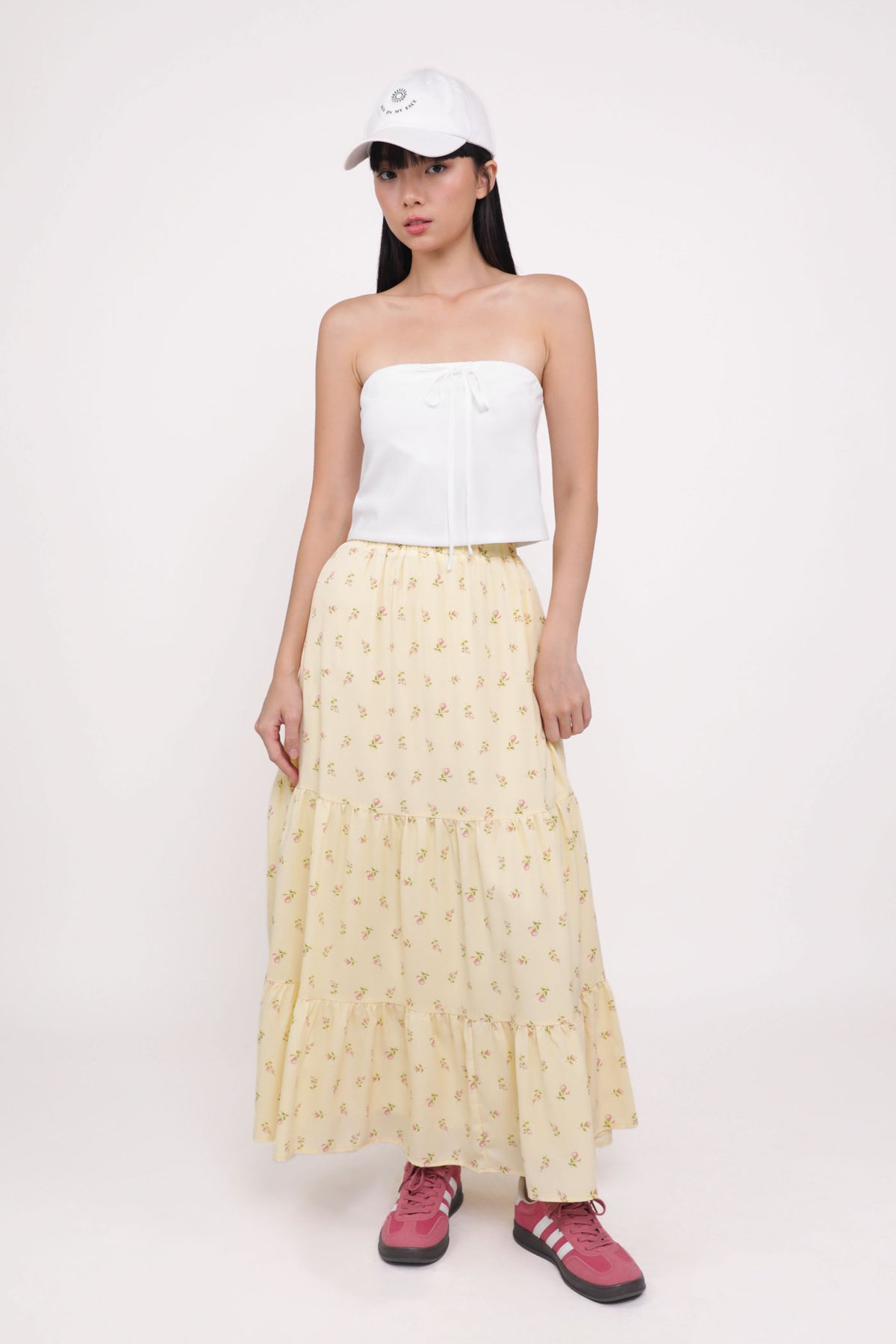 Petite Jardin Tiered Skirt (Yellow Roses)