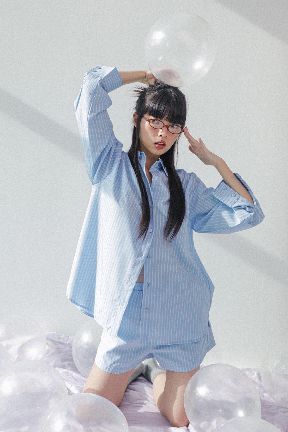 Edward Oversized Shirt (Blue Stripes)