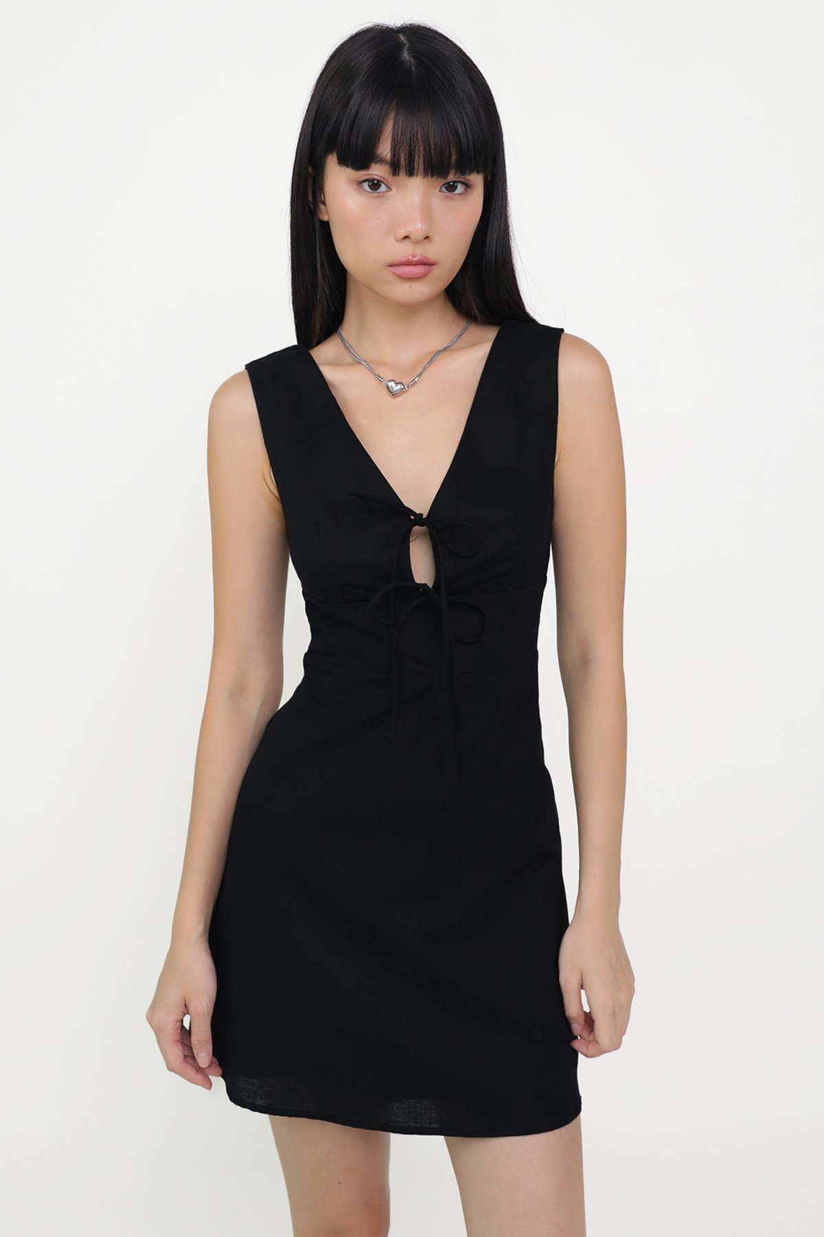 Cheyanne Tie Front Dress (Black)