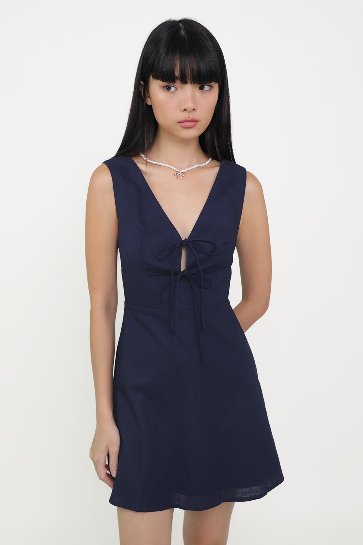 Cheyanne Tie Front Dress (Navy Blue)