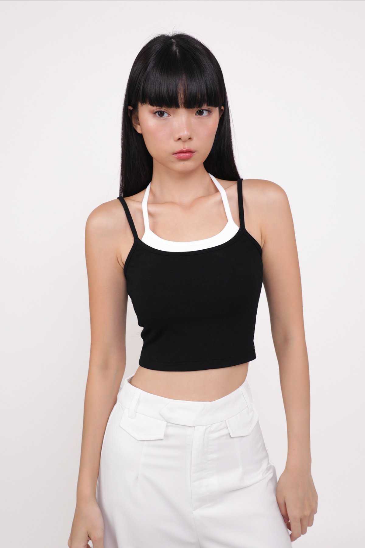 Yuri Layered Basic Crop Padded Top (Black)