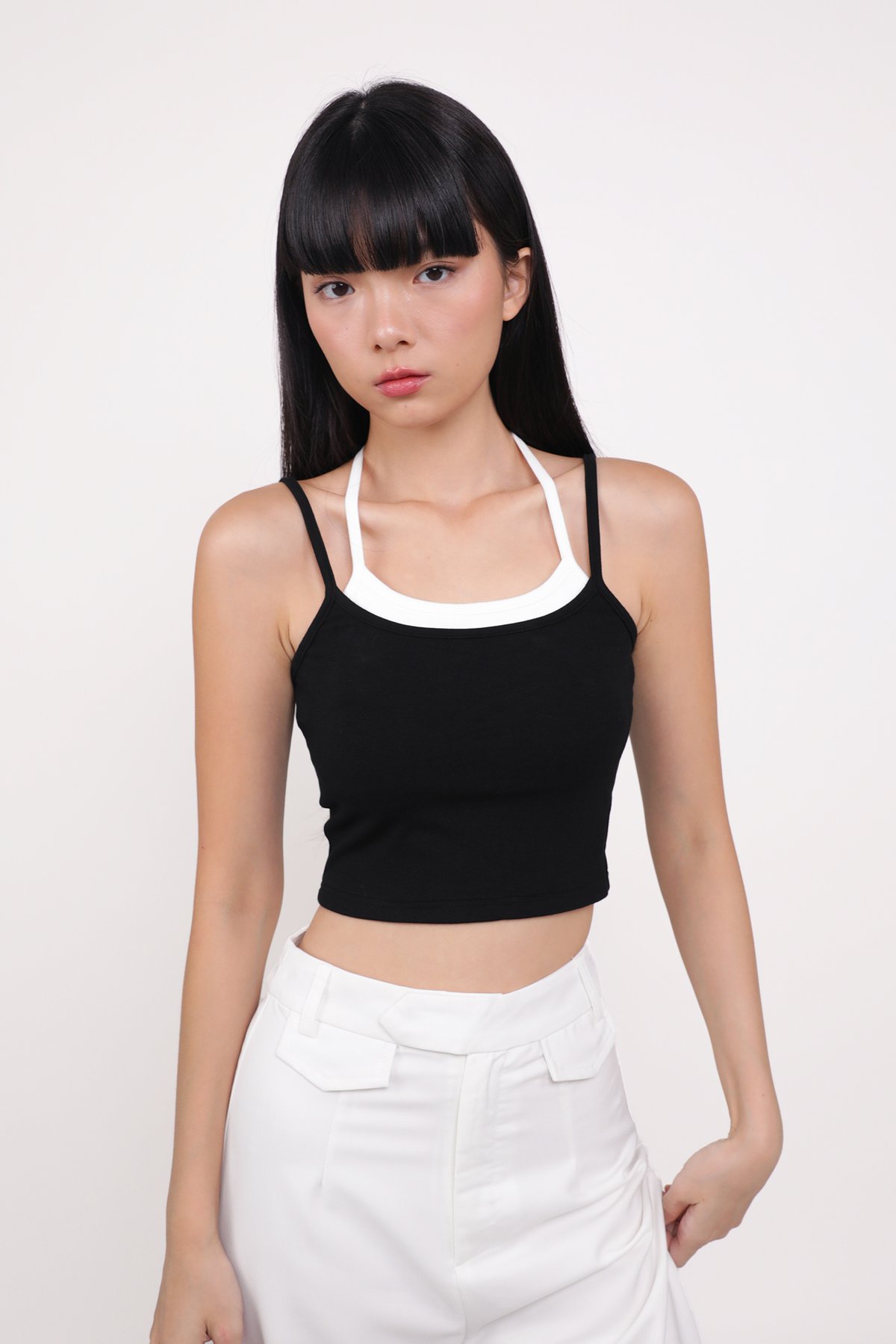 Yuri Layered Basic Crop Padded Top (Black)