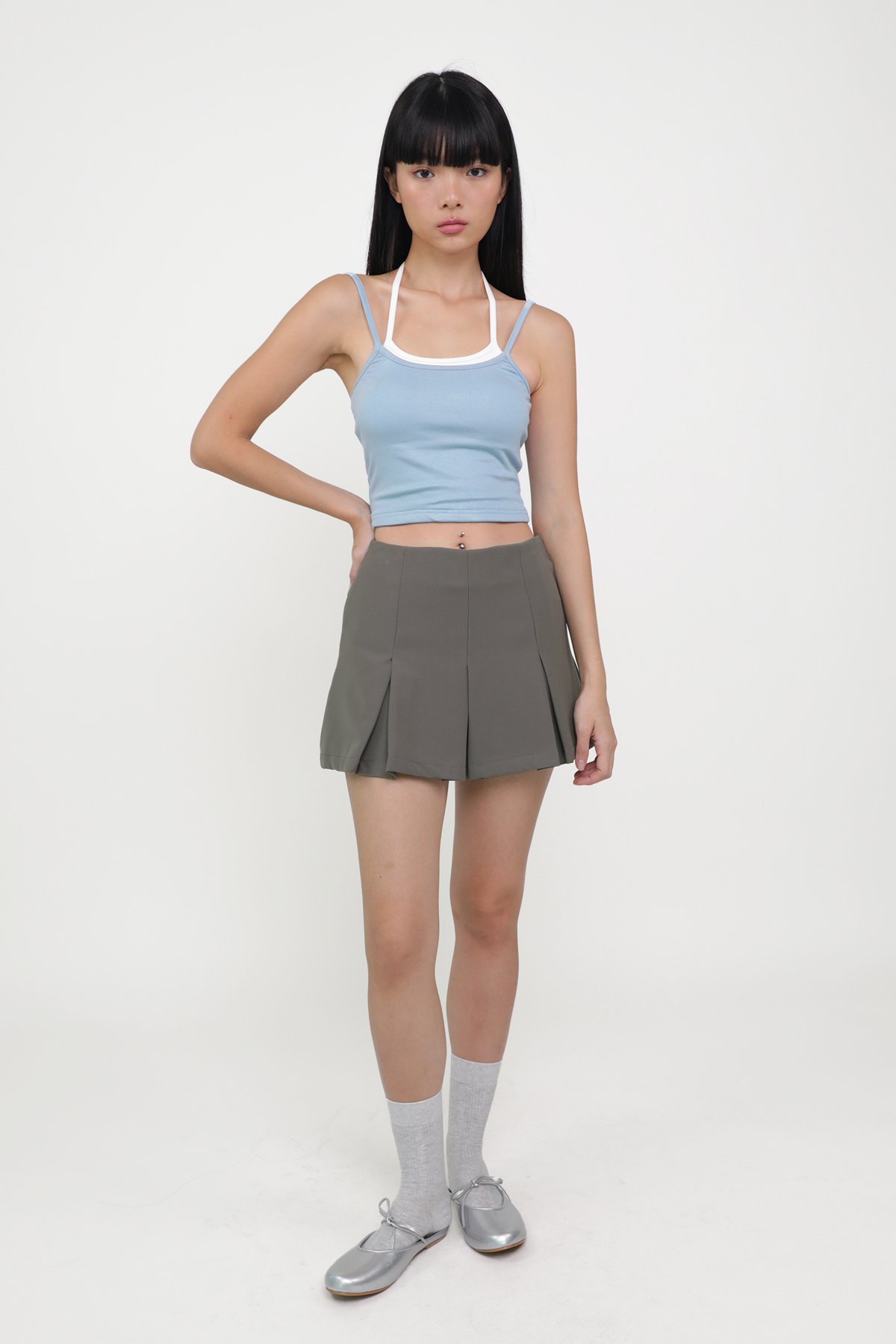 Yuri Layered Basic Crop Padded Top (Blue)