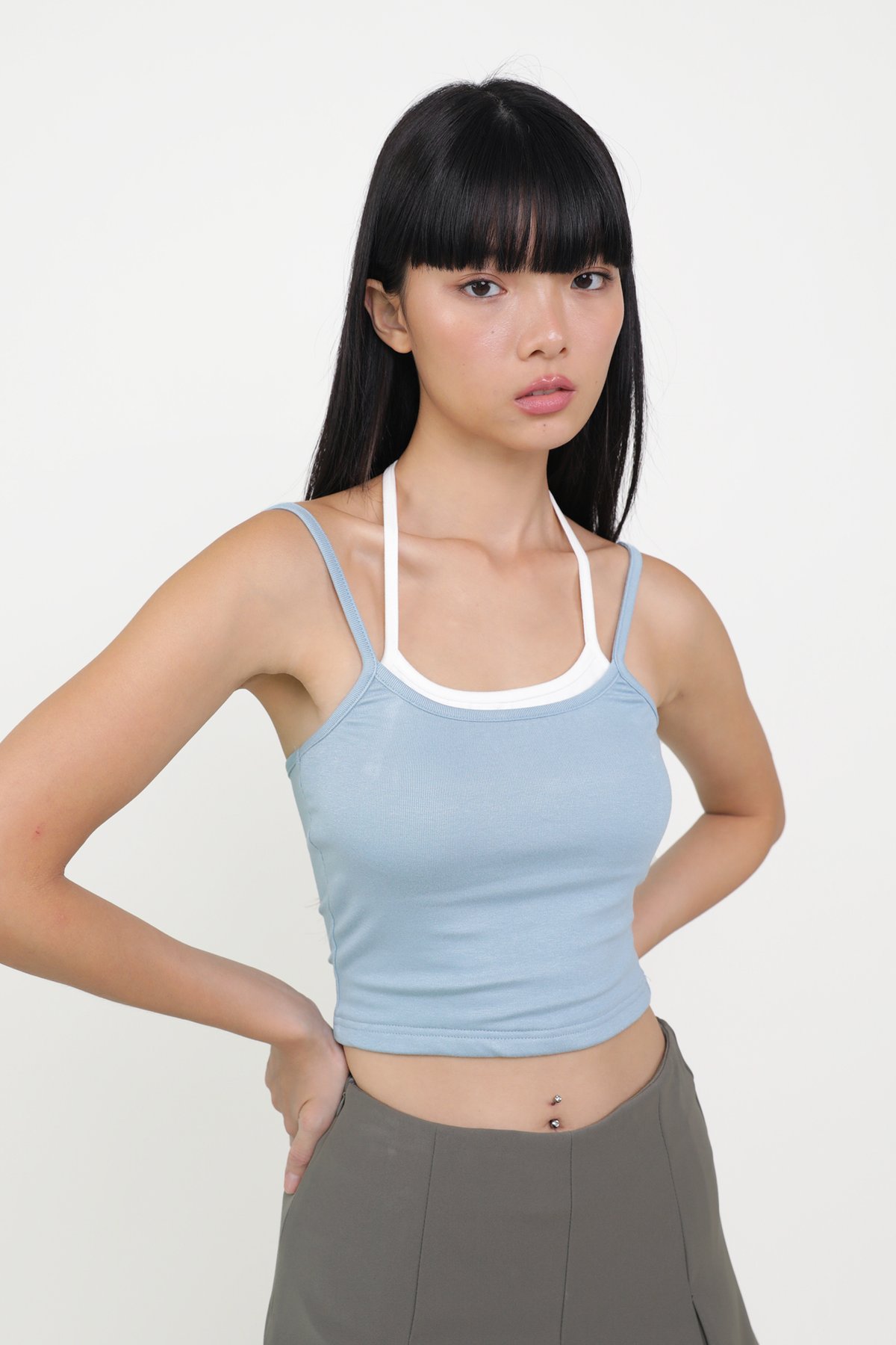 Yuri Layered Basic Crop Padded Top (Blue)