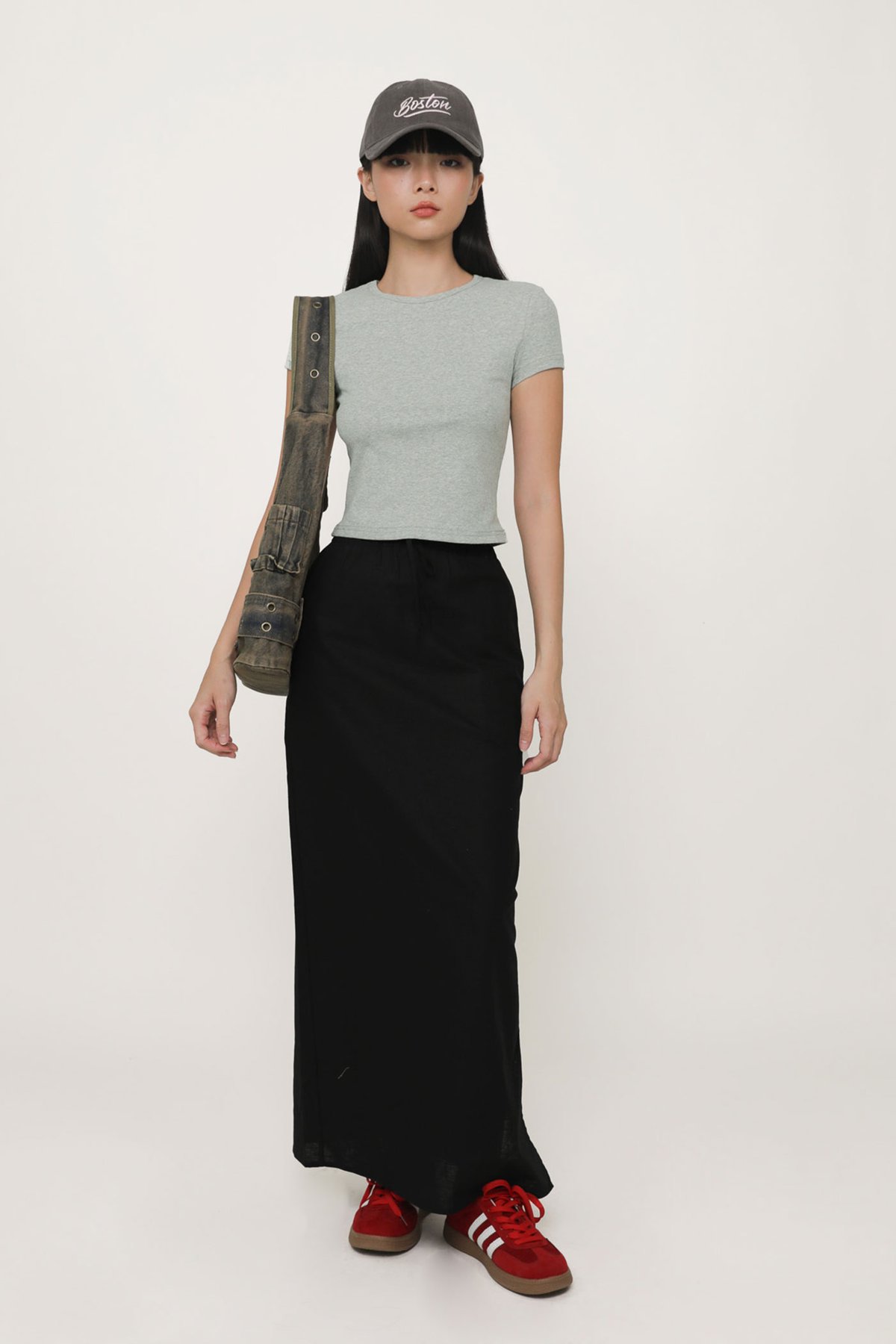 Jaden Linen Drawstring Maxi Skirt (Black)