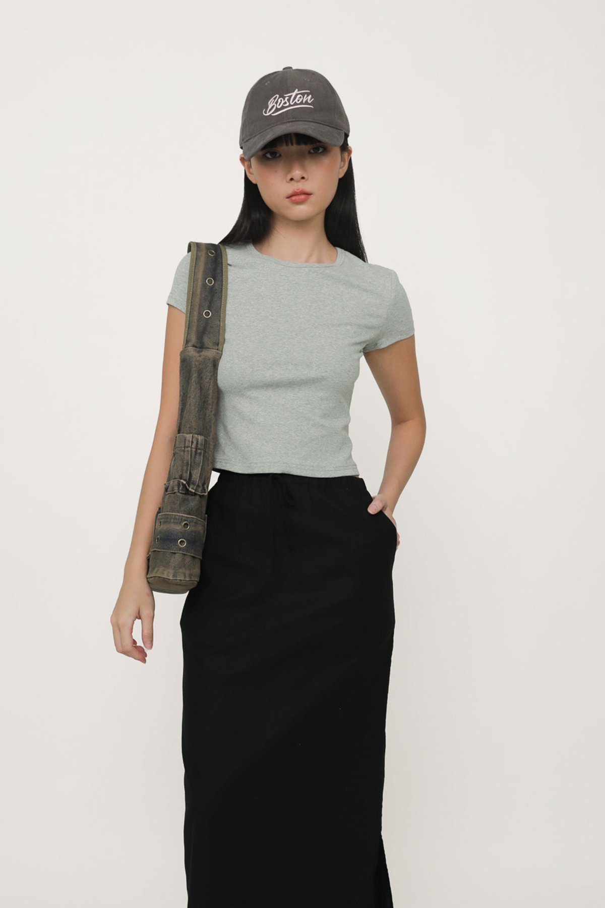 Jaden Linen Drawstring Maxi Skirt (Black)