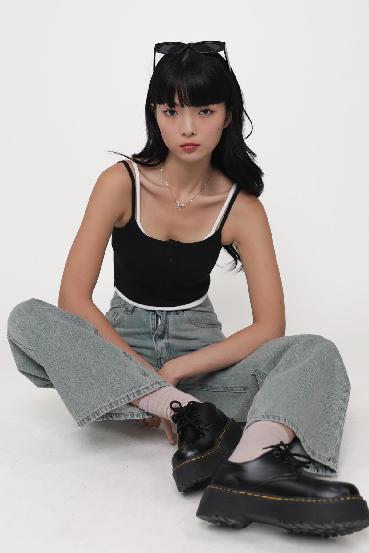 Amanda Layered Crop Padded Top (Black)